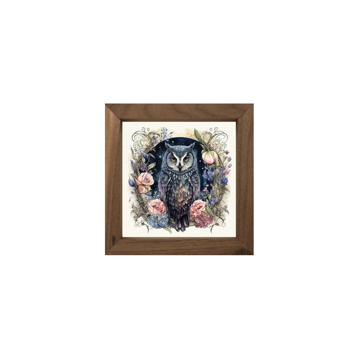 Owl Collection: 7x7 Wooden Wall Art Sign Framed Shadow Box| Large Owl2 - LifeSong Milestones