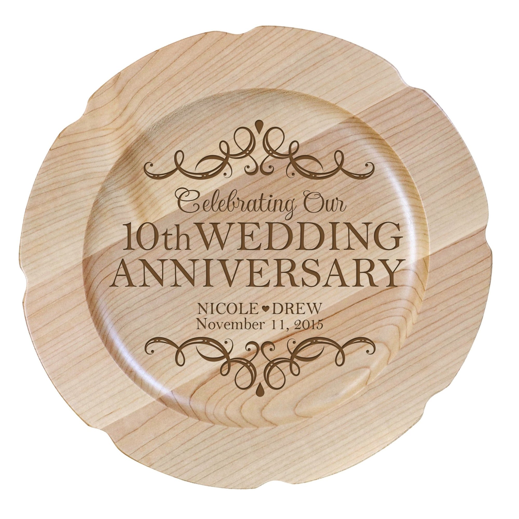 Personalized 10th Wedding Anniversary Decorative Plate - Celebrating - LifeSong Milestones