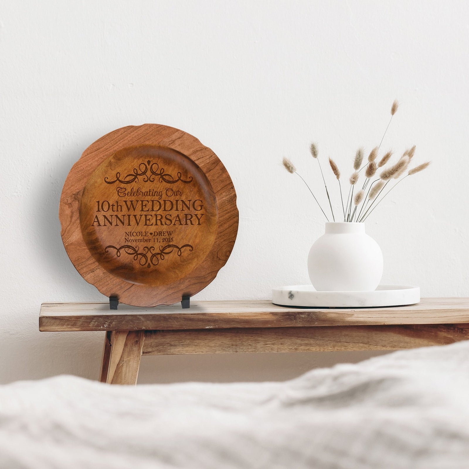 Personalized 10th Wedding Anniversary Decorative Plate - Celebrating - LifeSong Milestones