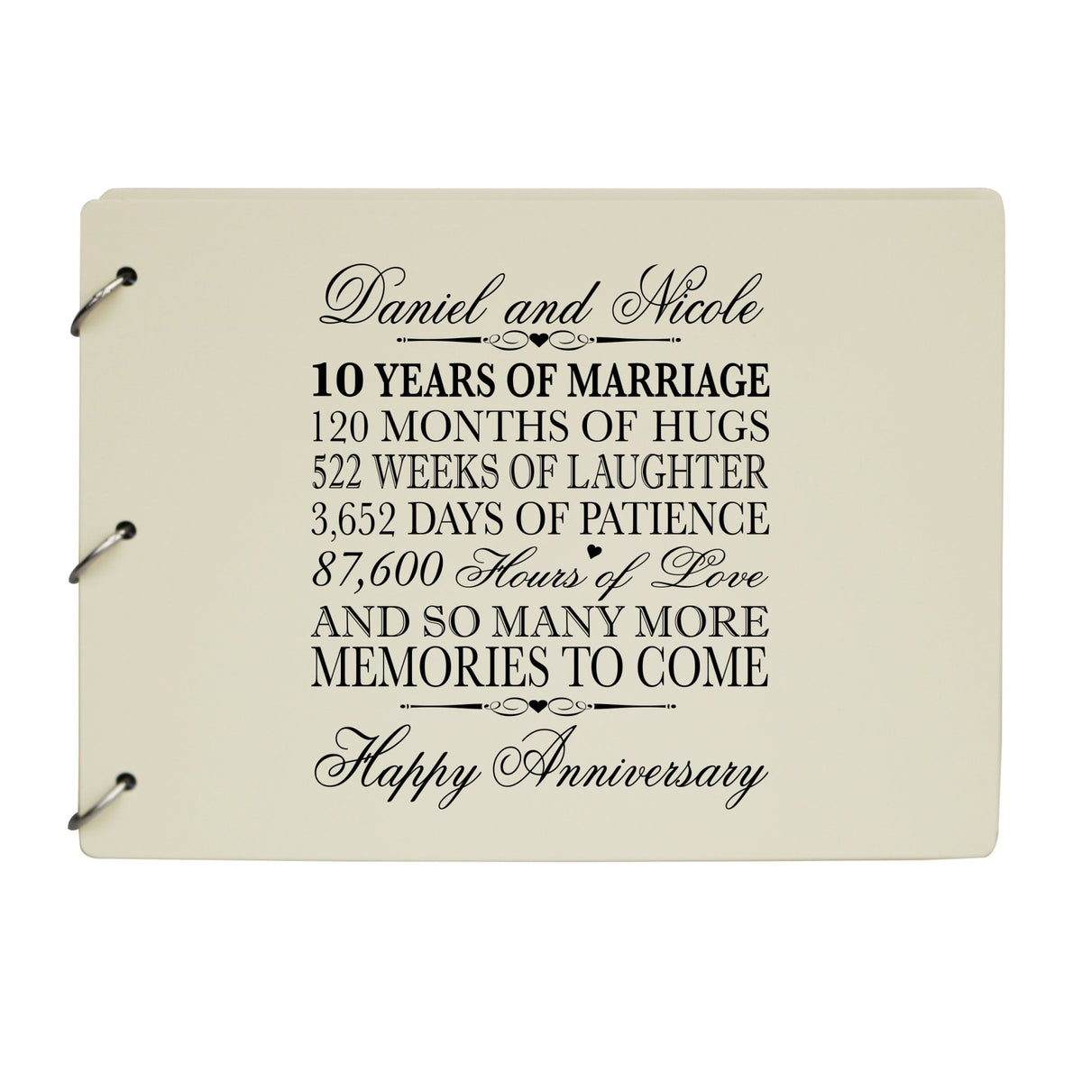 Personalized 10th Wedding Anniversary Guestbook - LifeSong Milestones