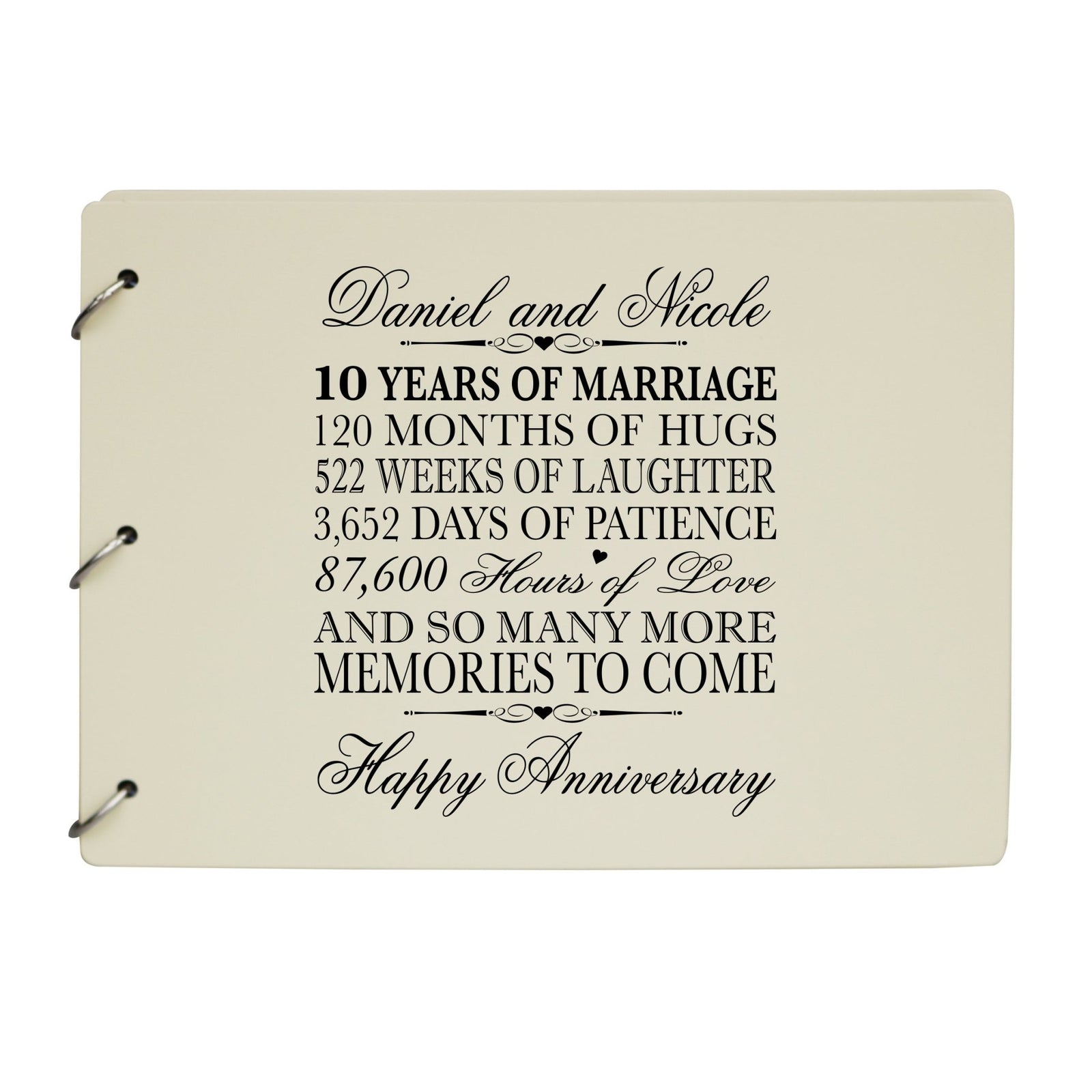 Personalized 10th Wedding Anniversary Guestbook - LifeSong Milestones
