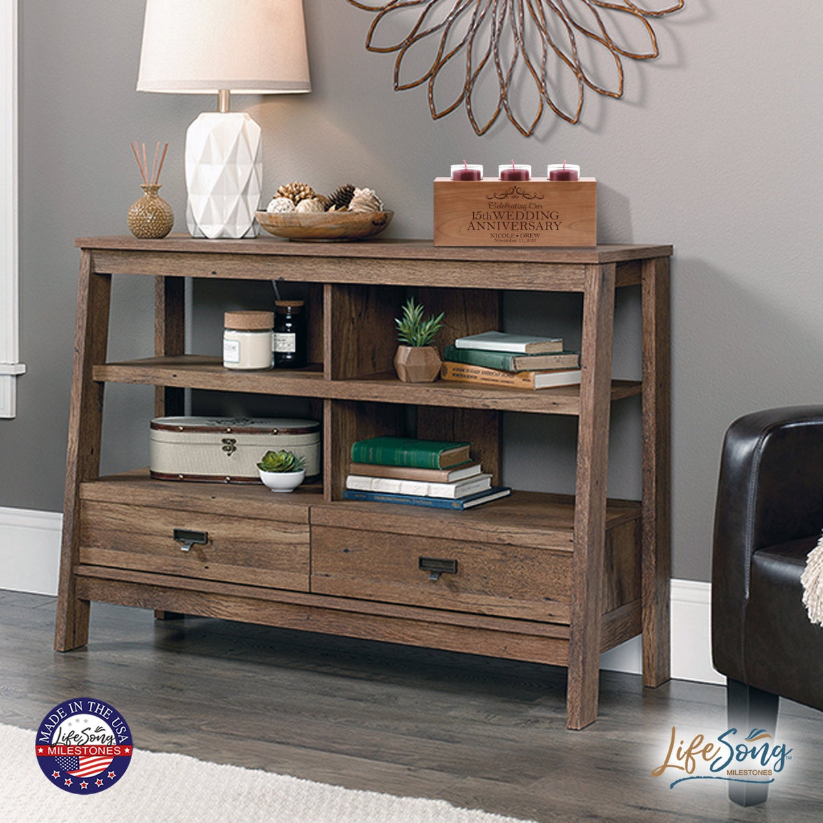 Personalized 15th Anniversary Candle Holder - Celebrating - LifeSong Milestones