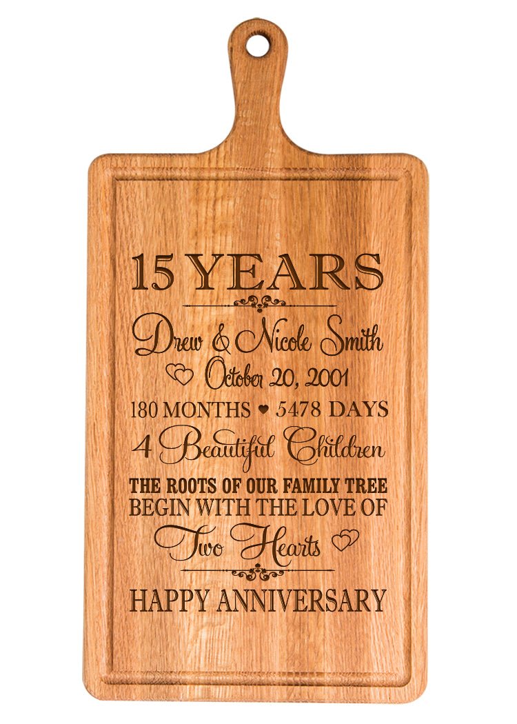 Personalized 15th Anniversary Cutting Board - Family Tree - LifeSong Milestones