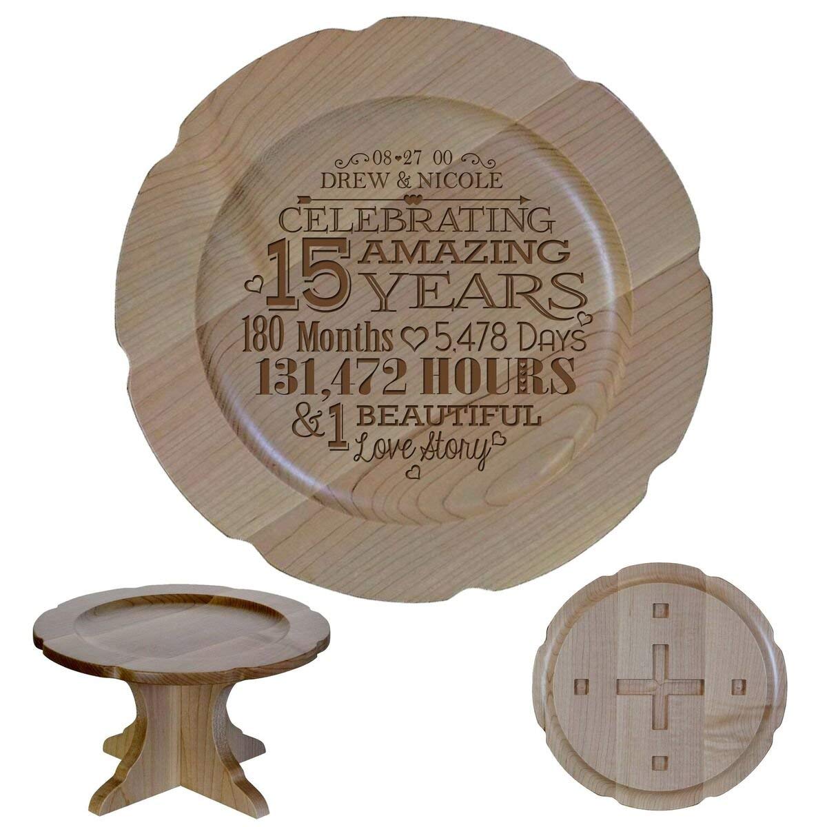 Personalized 15th Anniversary Maple Cake Stands - LifeSong Milestones