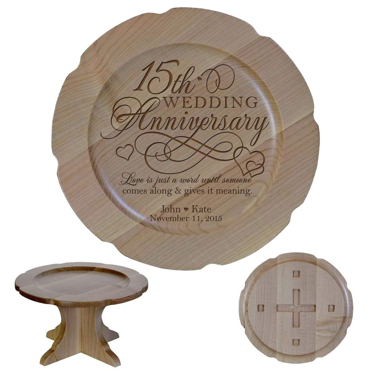 Personalized 15th Anniversary Maple Cake Stands - LifeSong Milestones