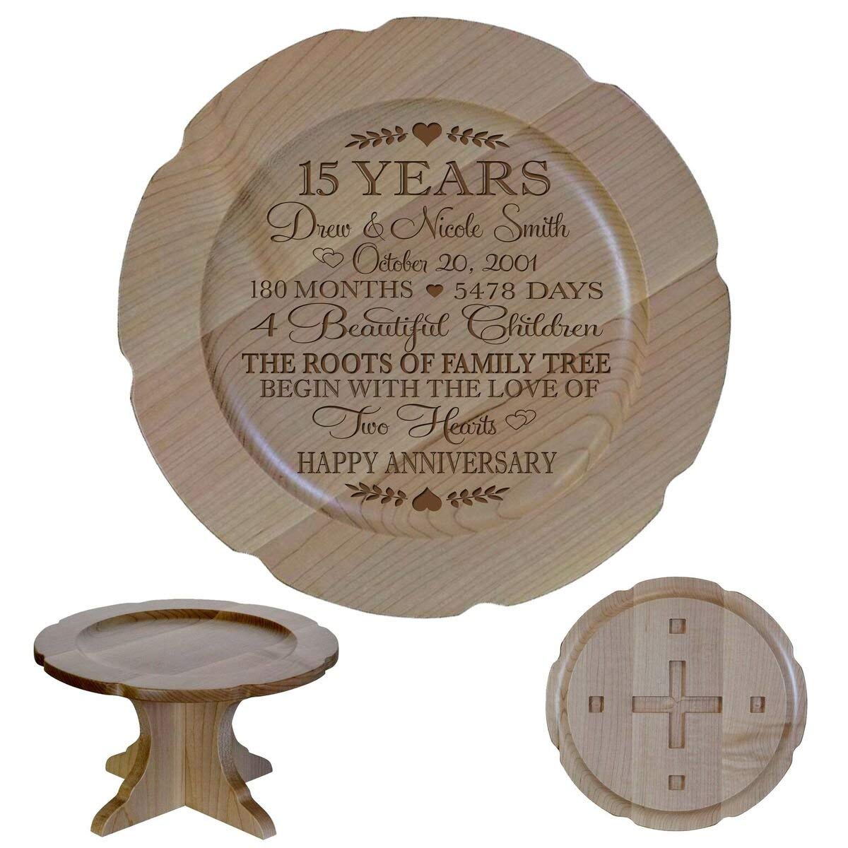 Personalized 15th Anniversary Maple Cake Stands - LifeSong Milestones