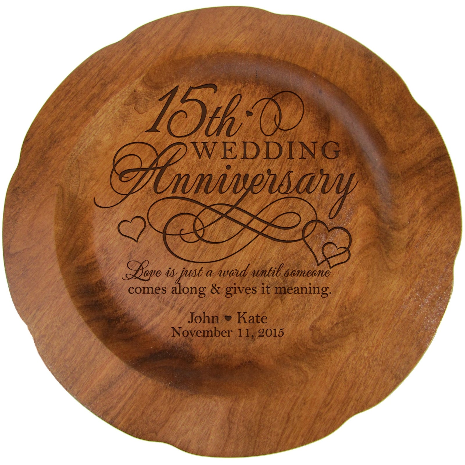 Personalized 15th Wedding Anniversary Decorative Plate - Celebrating - LifeSong Milestones