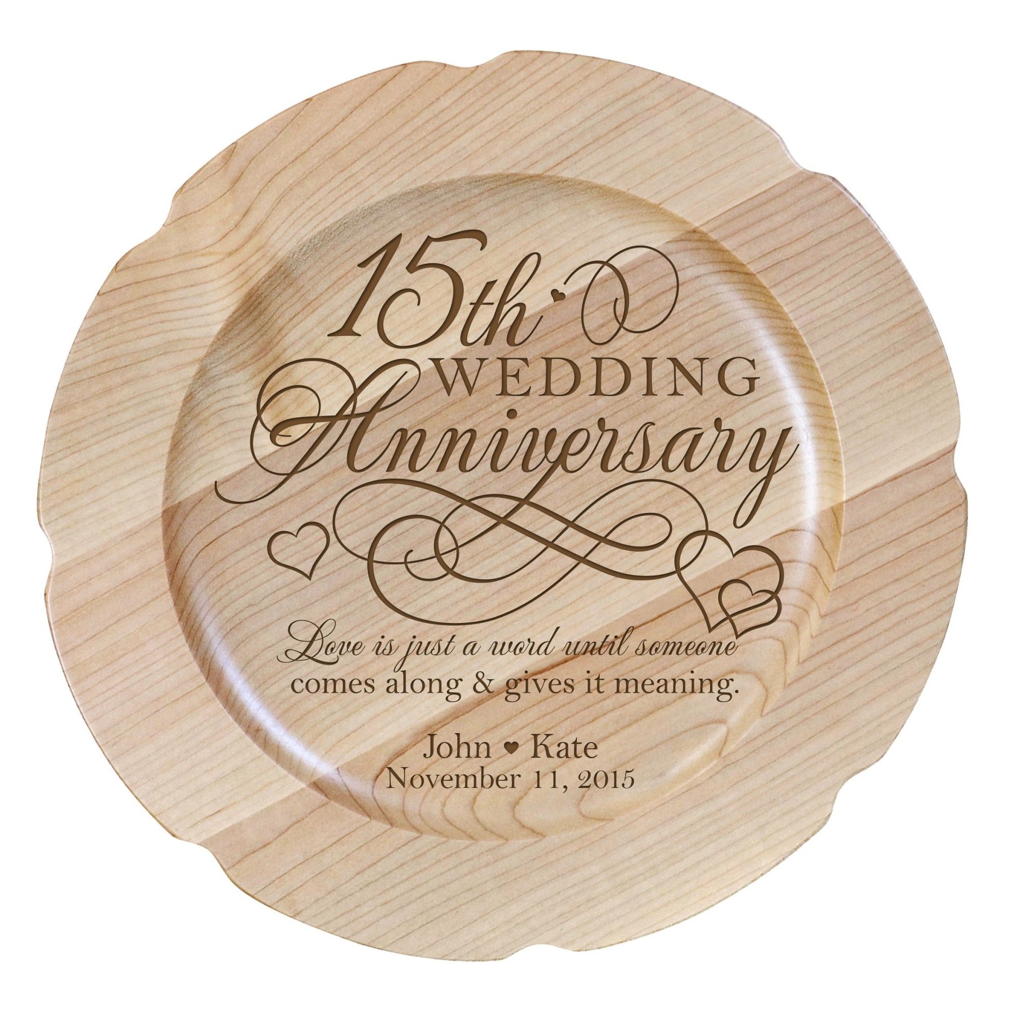 Personalized 15th Wedding Anniversary Decorative Plate - Celebrating - LifeSong Milestones