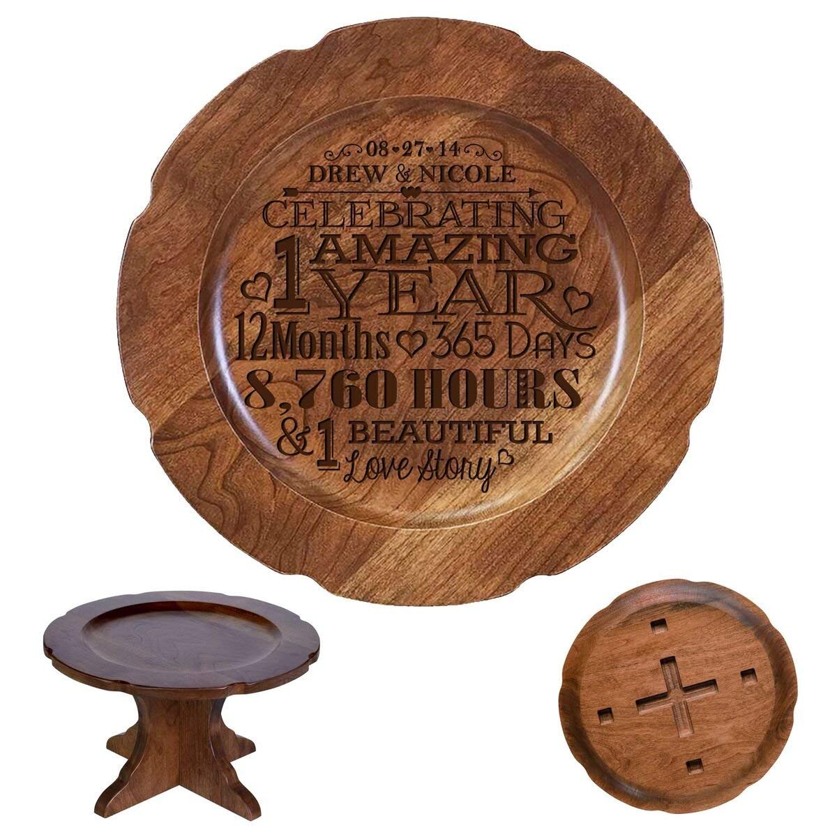 Personalized 1st Wedding Anniversary Cherry 10" Plate - LifeSong Milestones