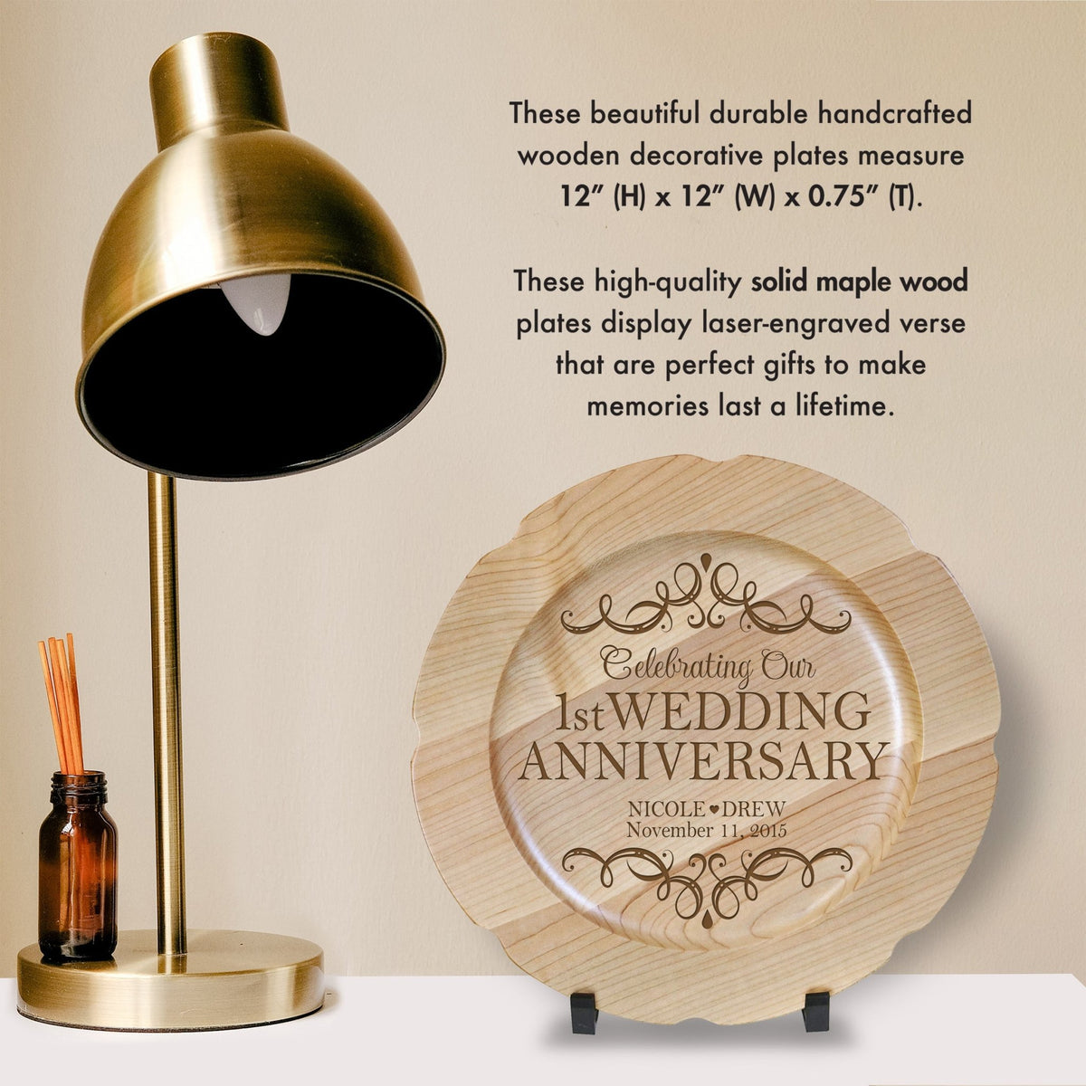 Personalized 1st Wedding Anniversary Decorative Plate - Celebrating - LifeSong Milestones