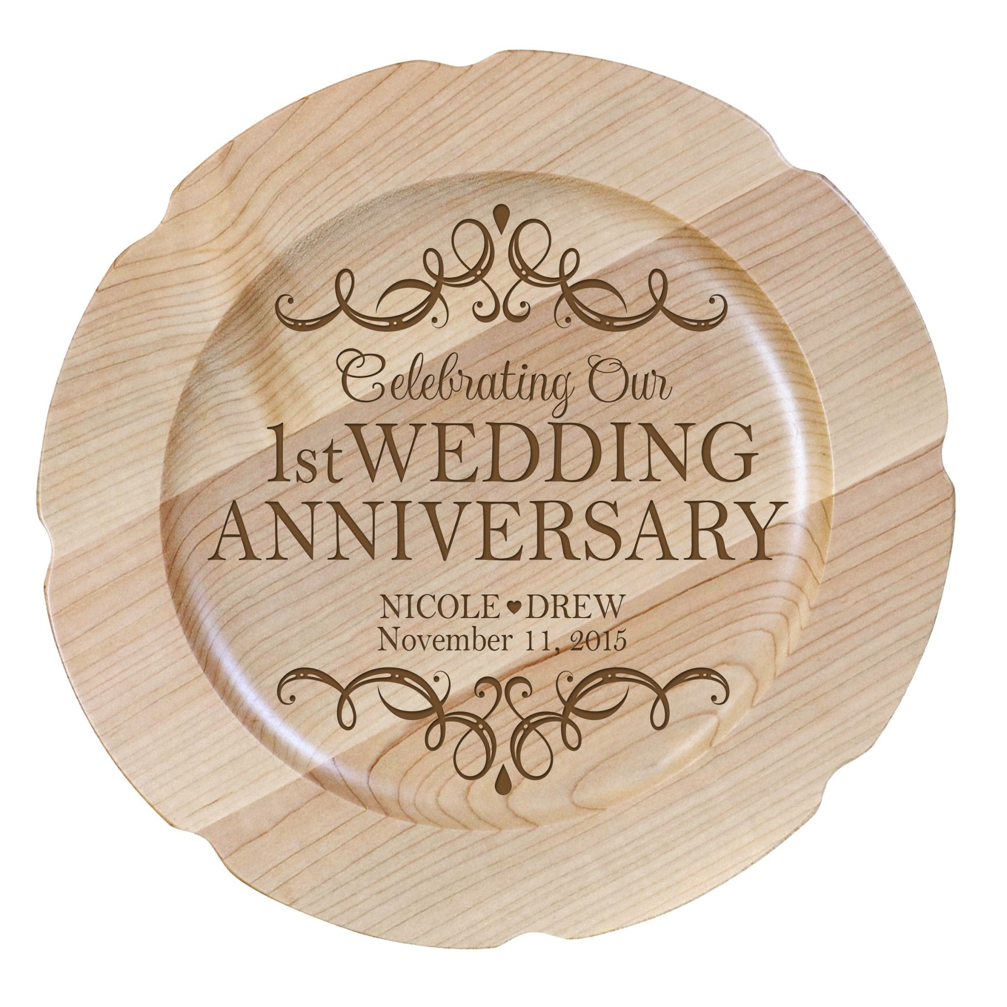 Personalized 1st Wedding Anniversary Decorative Plate - Celebrating - LifeSong Milestones