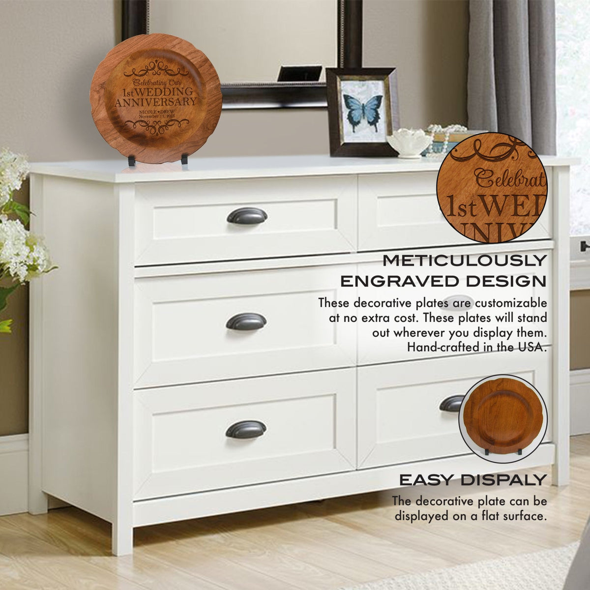 Personalized 1st Wedding Anniversary Decorative Plate - Celebrating - LifeSong Milestones