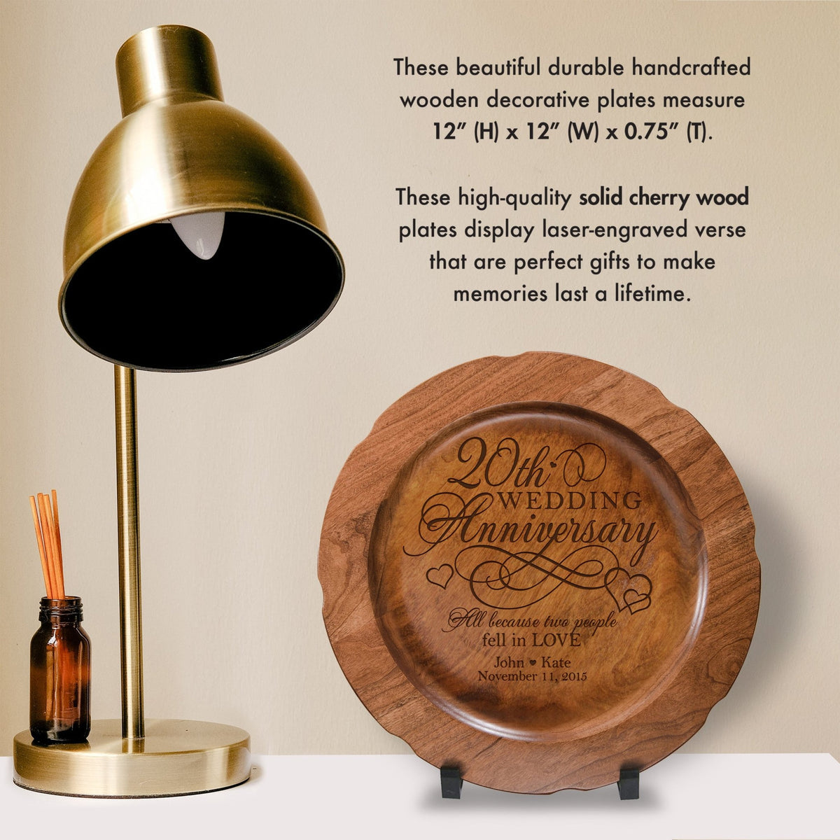 Personalized 20th Wedding Anniversary Decorative Plate - Celebrating - LifeSong Milestones