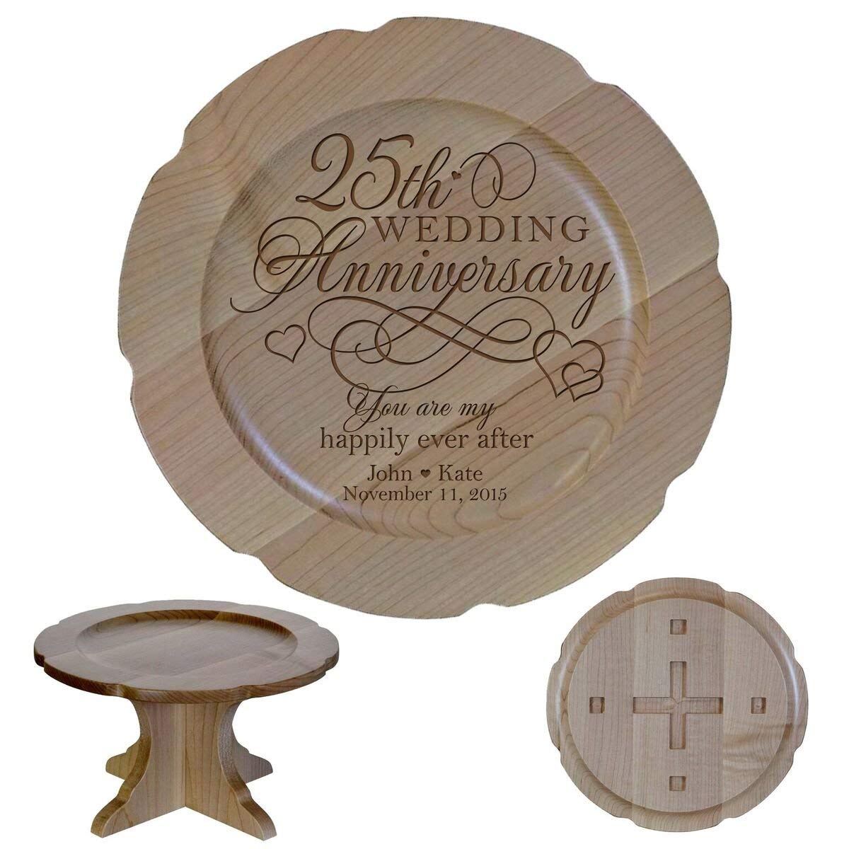 Personalized 25th Anniversary Maple Cake Stands - LifeSong Milestones