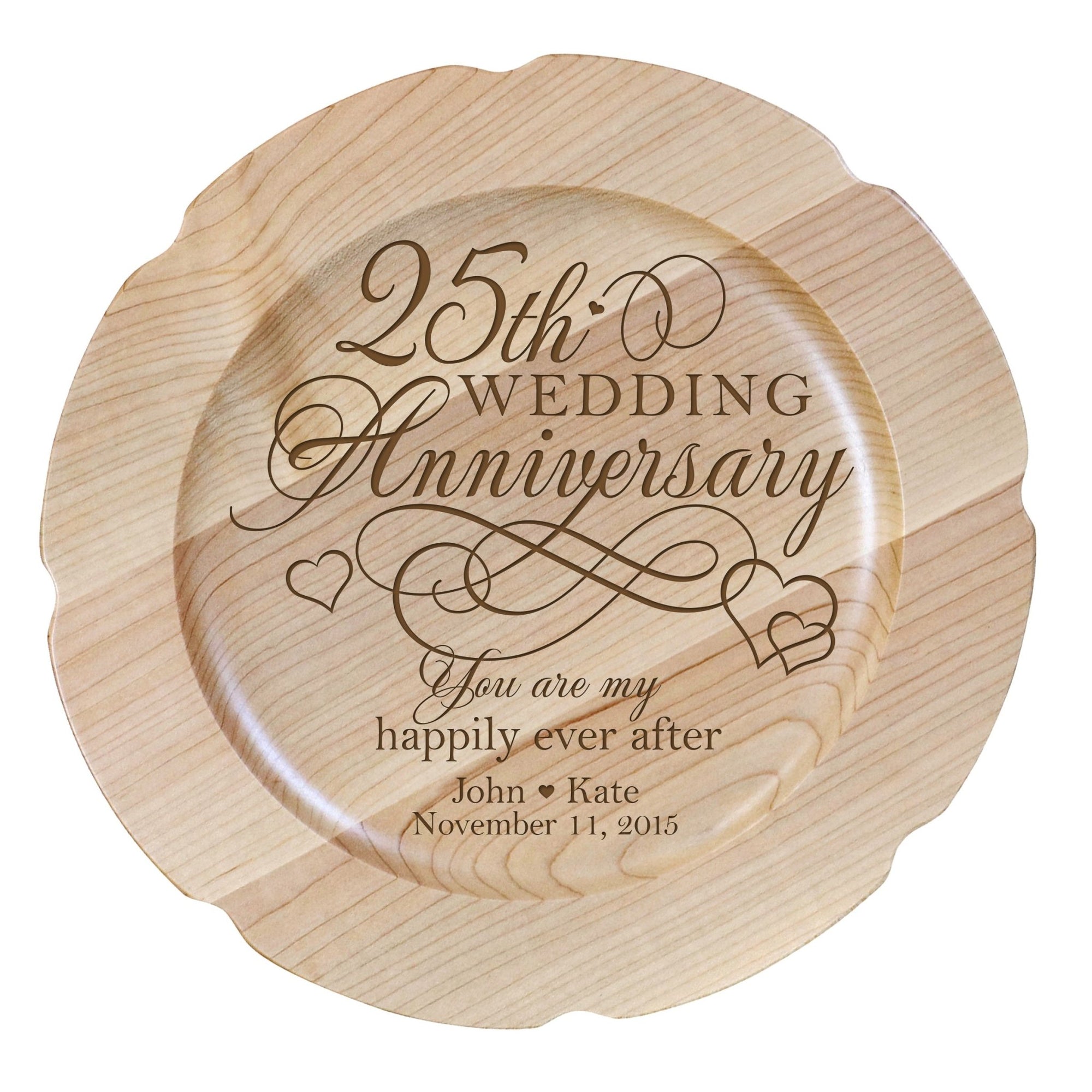 Personalized 25th Wedding Anniversary Decorative Plate - Celebrating - LifeSong Milestones