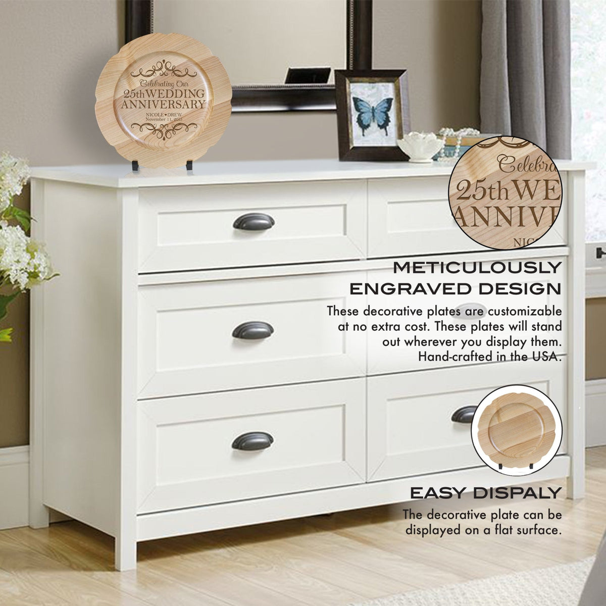 Personalized 25th Wedding Anniversary Decorative Plate - Celebrating - LifeSong Milestones