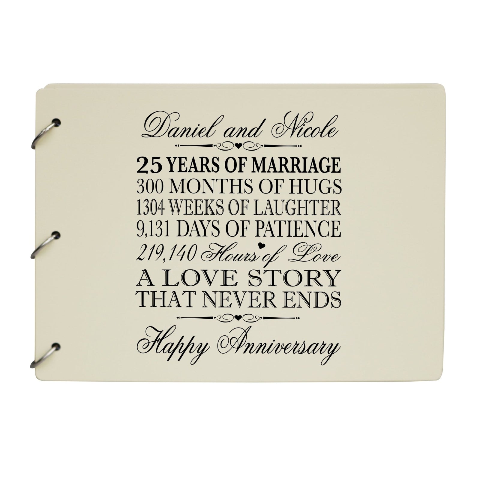 Personalized 25th Wedding Anniversary Guestbook - LifeSong Milestones
