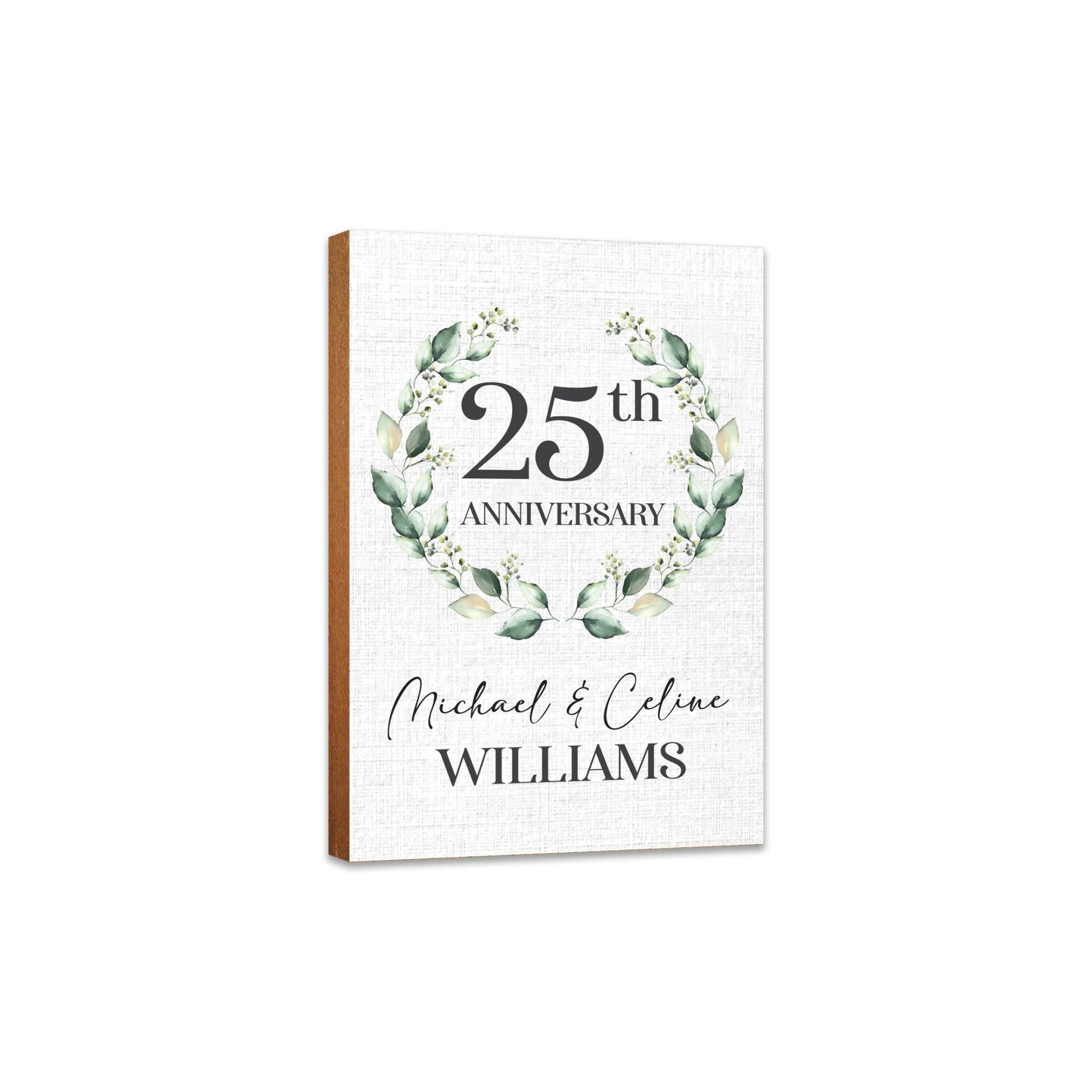 Personalized 25th Wedding Anniversary Wooden Shelf Décor and Tabletop Signs Gifts for Couples - LifeSong Milestones