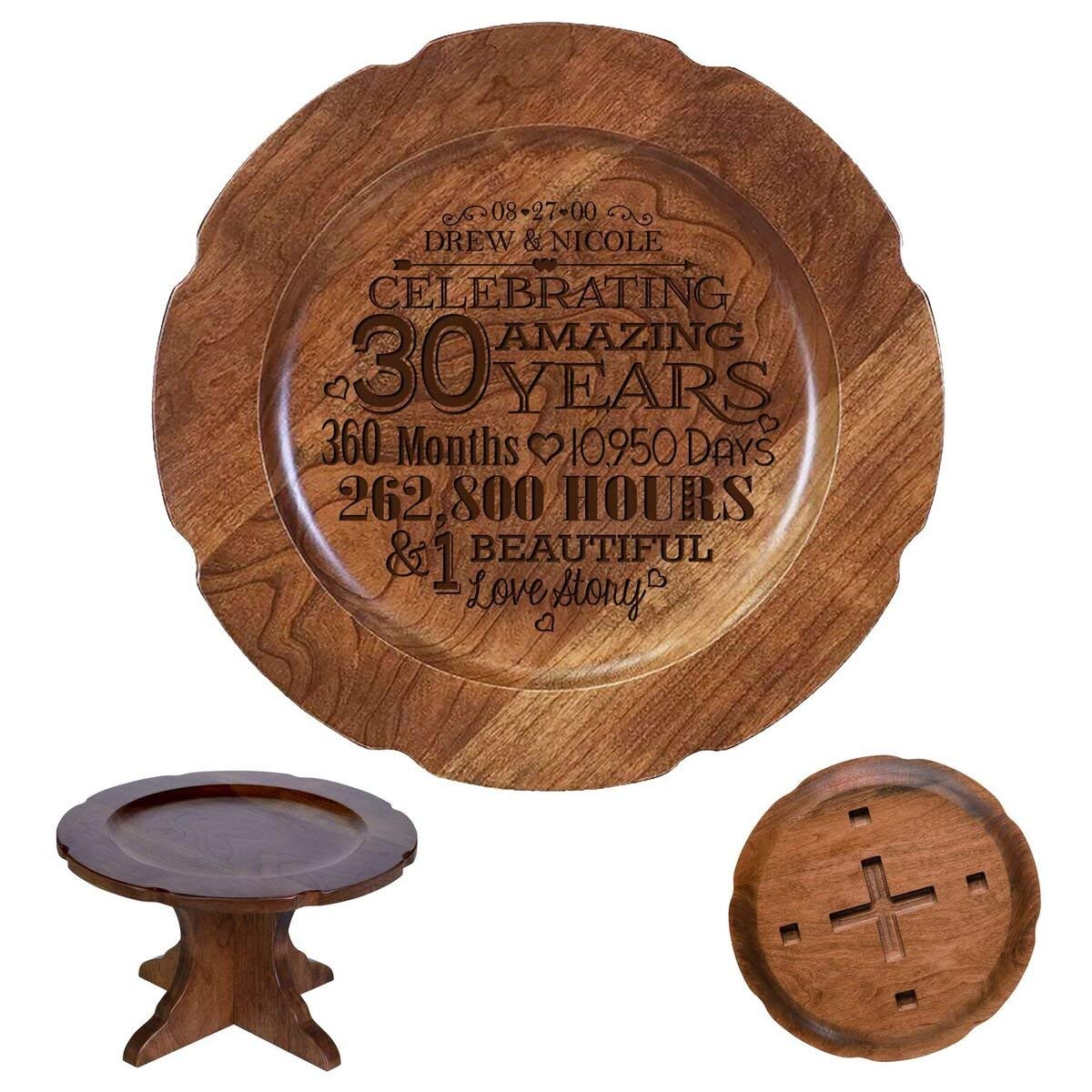 Personalized 30th Anniversary Cherry Cake Stand with Names and Date - LifeSong Milestones