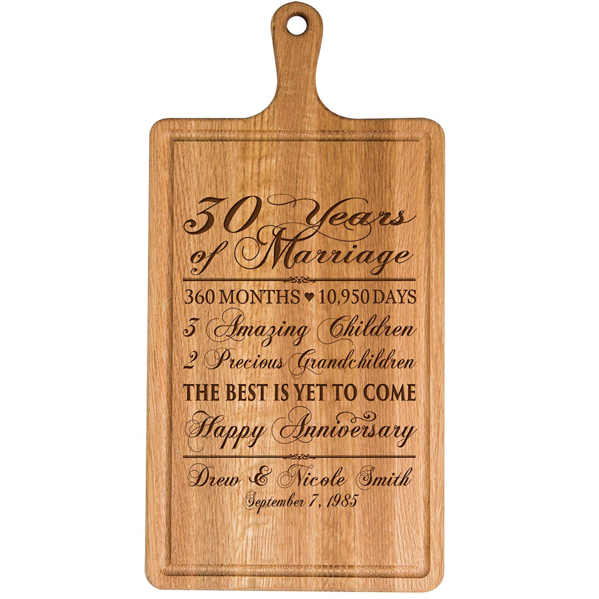 Personalized 30th Anniversary Cutting Board - The Best Is Yet To Come - LifeSong Milestones