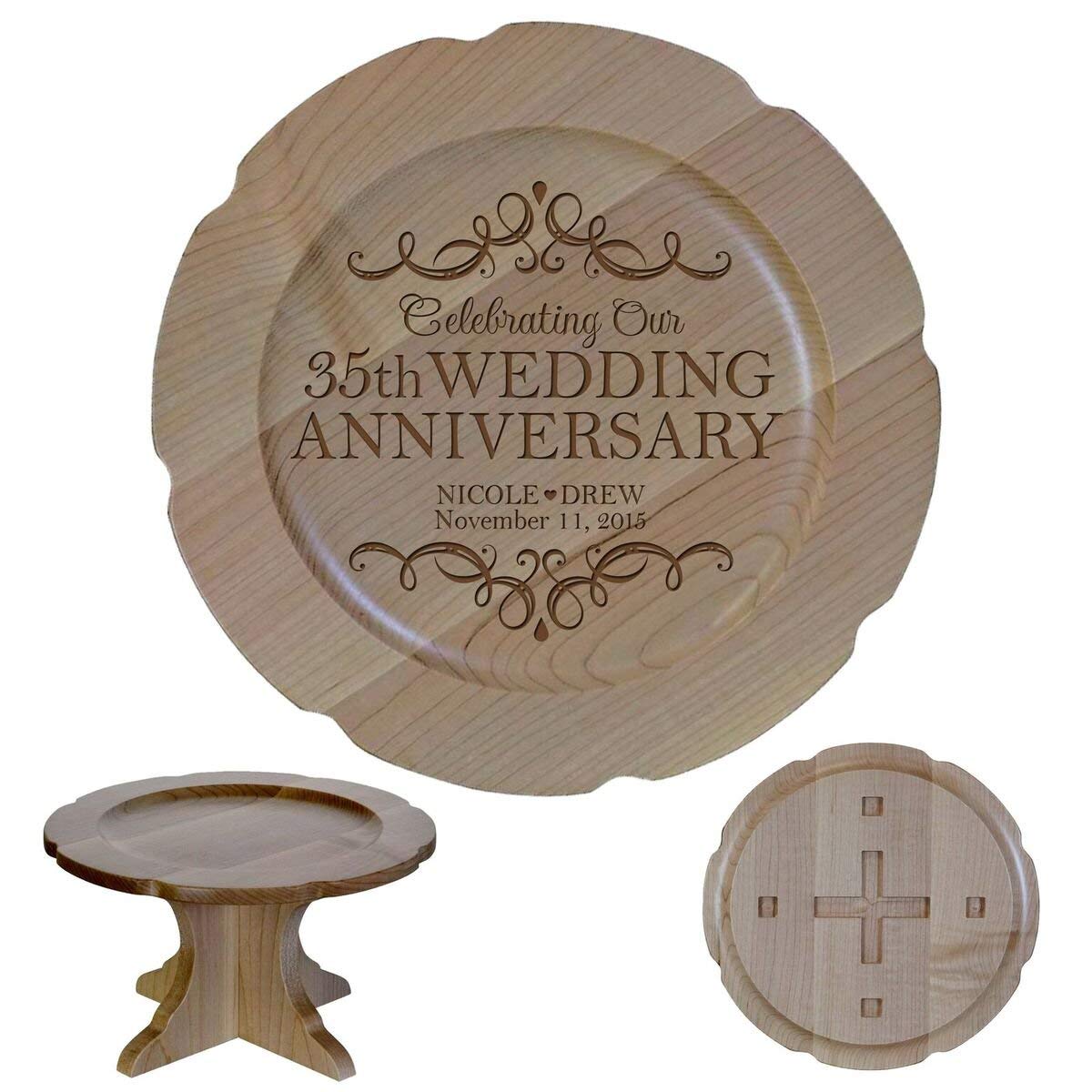 Personalized 35th Anniversary Maple Cake Stands - LifeSong Milestones
