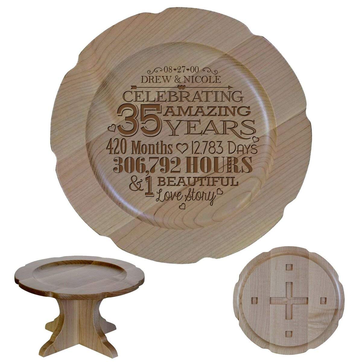 Personalized 35th Anniversary Maple Cake Stands - LifeSong Milestones