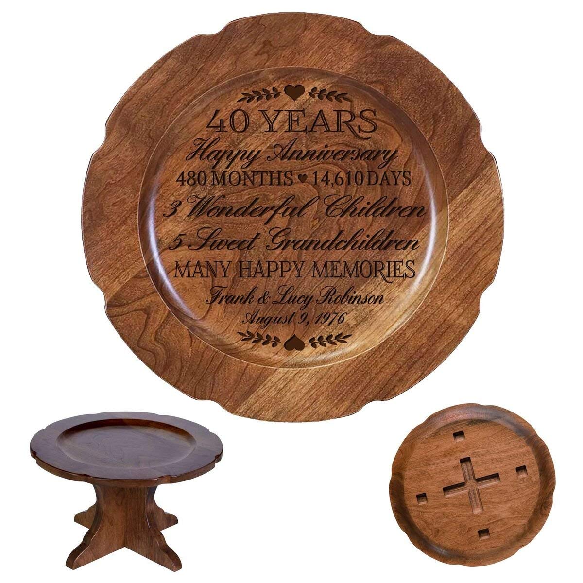 Personalized 40th Anniversary Decorative Plate with Names and Date - LifeSong Milestones