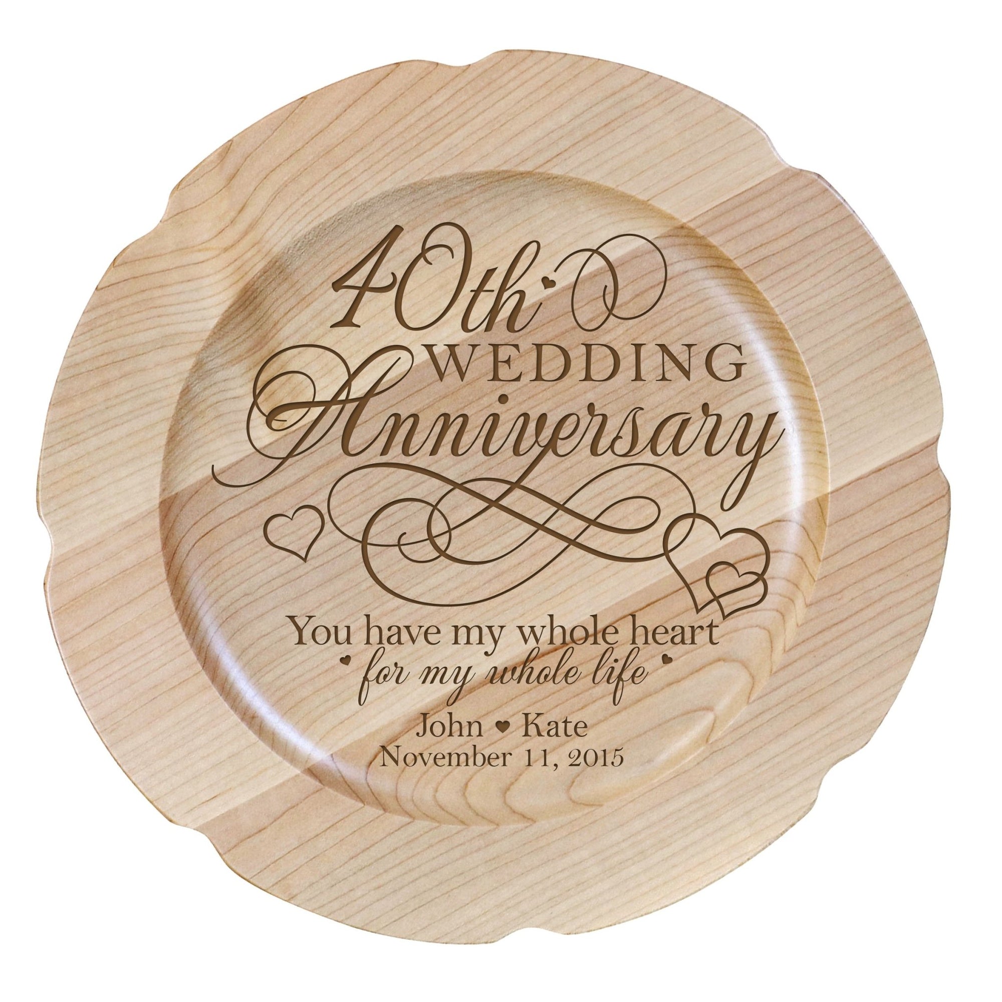 Personalized 40th Wedding Anniversary Decorative Plate - Celebrating - LifeSong Milestones