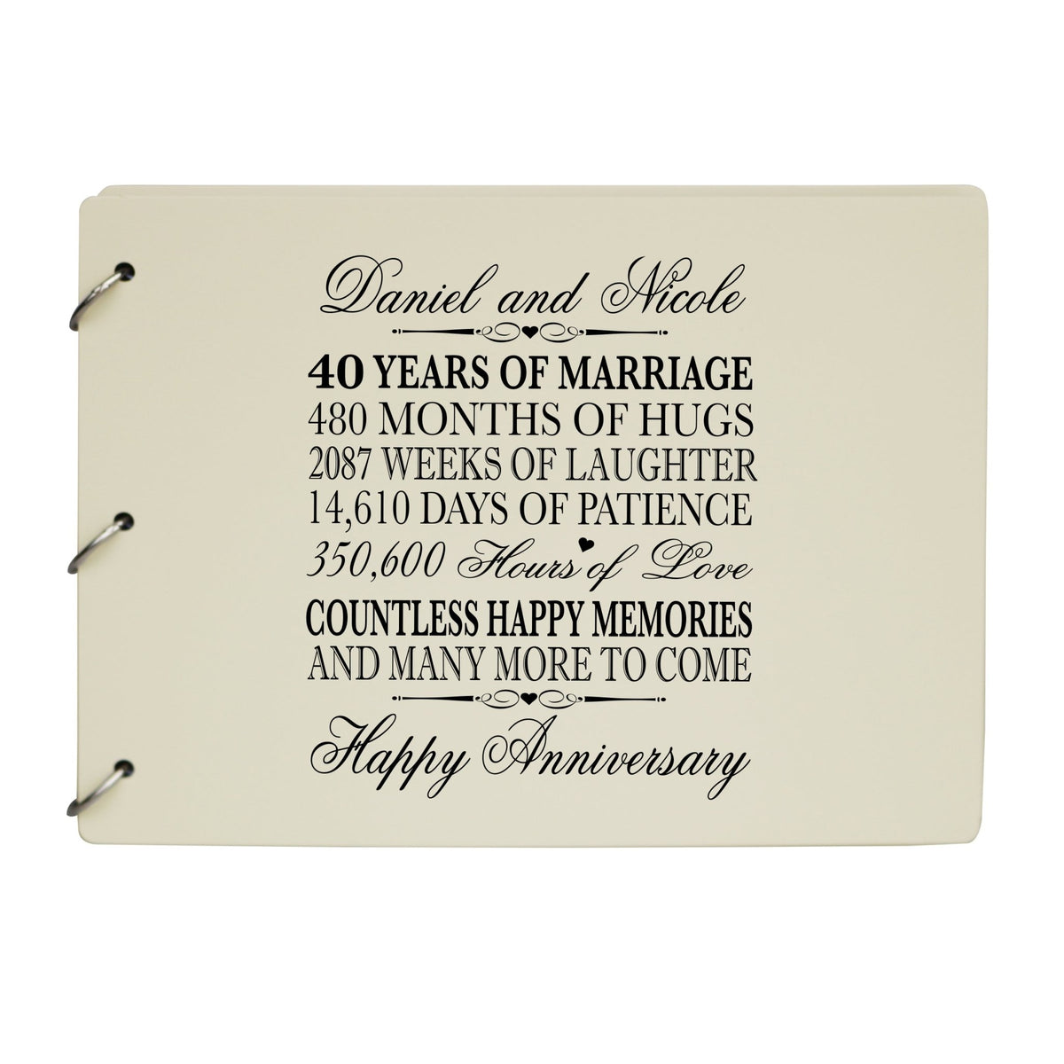 Personalized 40th Wedding Anniversary Guestbook - LifeSong Milestones
