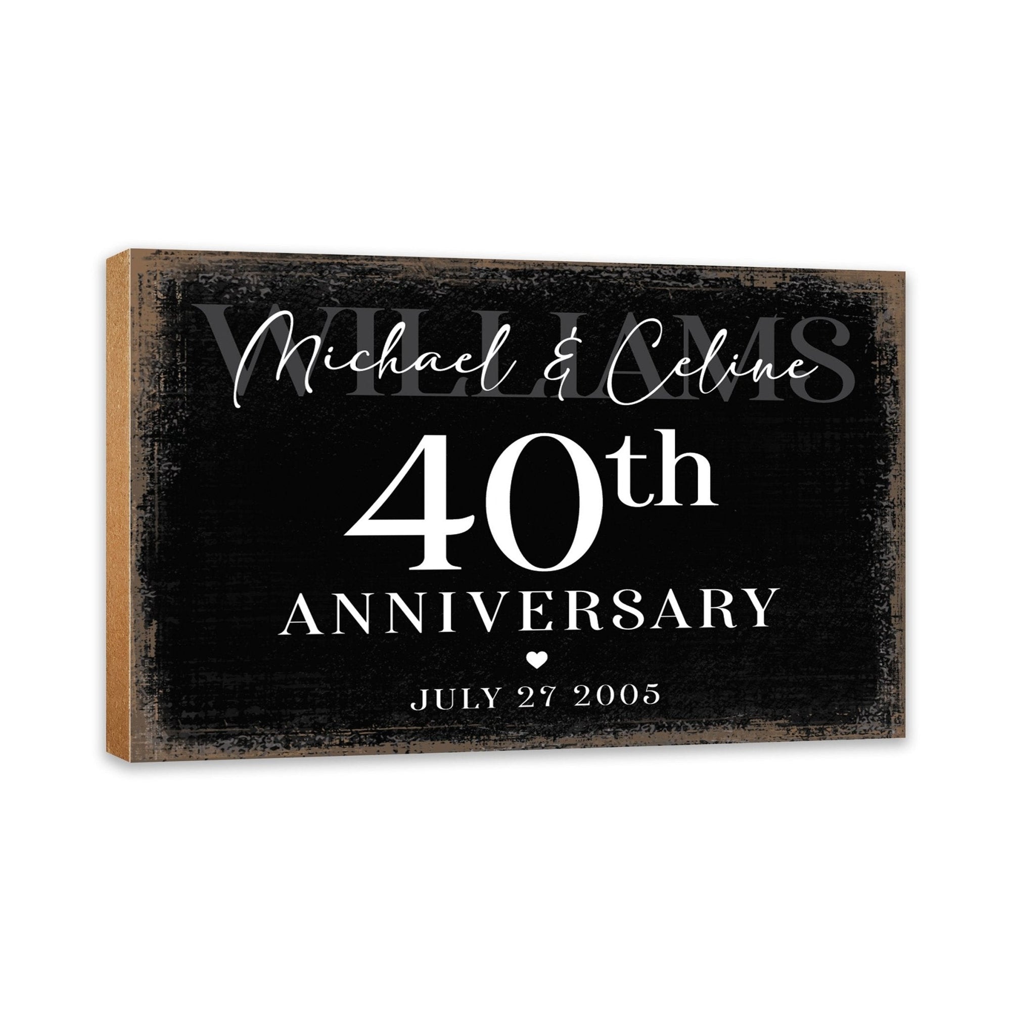 Personalized 40th Wedding Anniversary Wooden Shelf Décor and Tabletop Signs Gifts for Couples - LifeSong Milestones