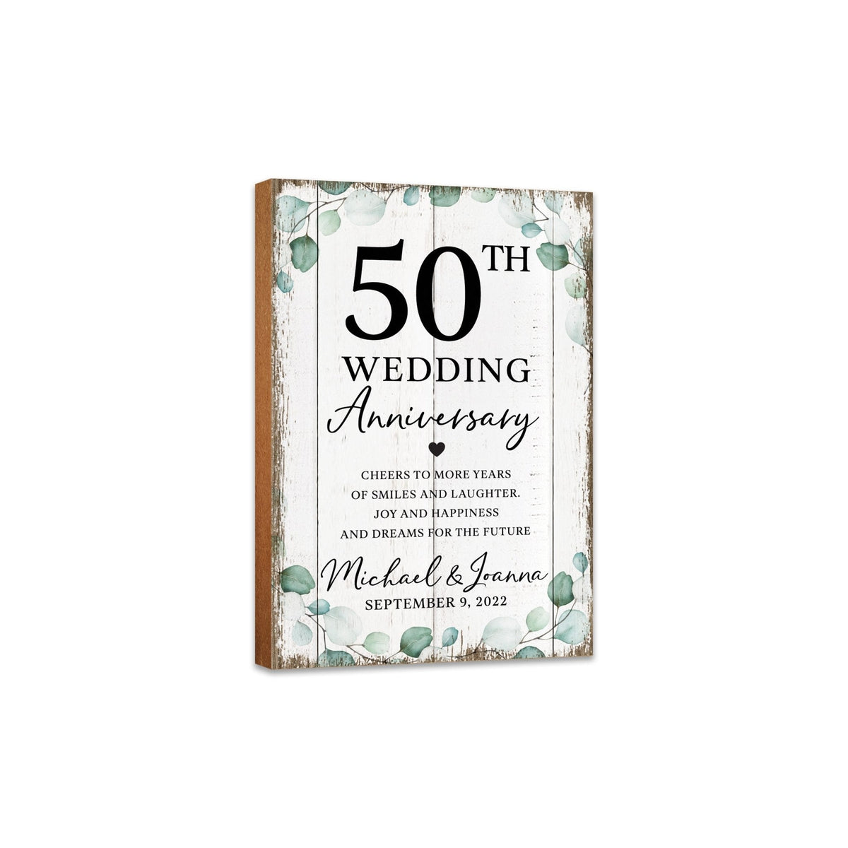 Personalized 50th Wedding Anniversary Unique Shelf Décor and Tabletop Signs - Cheers To More Years - LifeSong Milestones