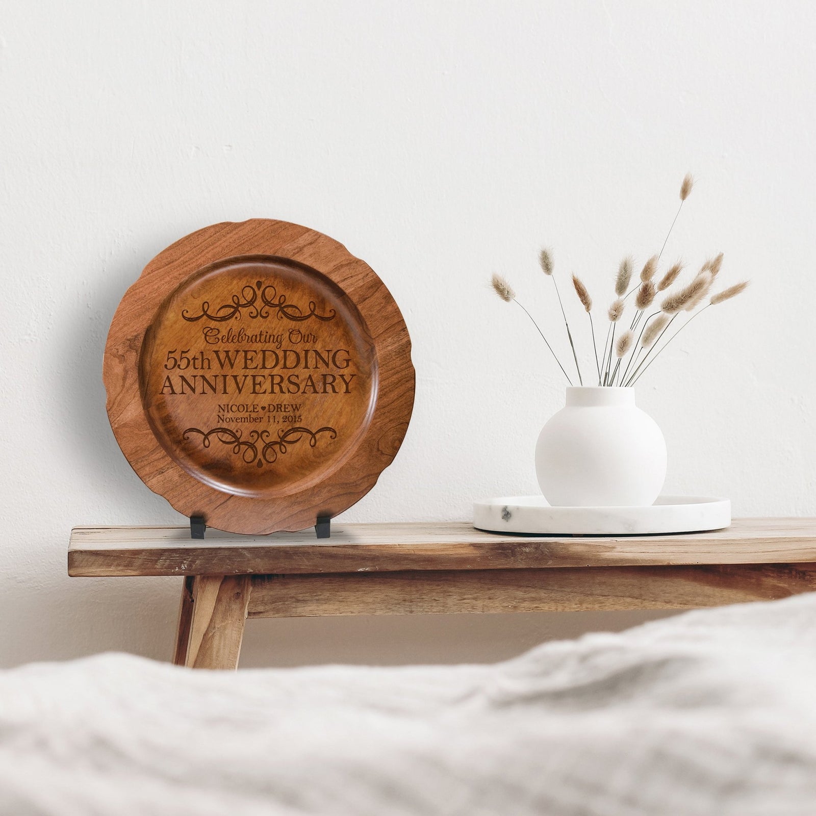 Personalized 55th Wedding Anniversary Decorative Plate - Celebrating - LifeSong Milestones