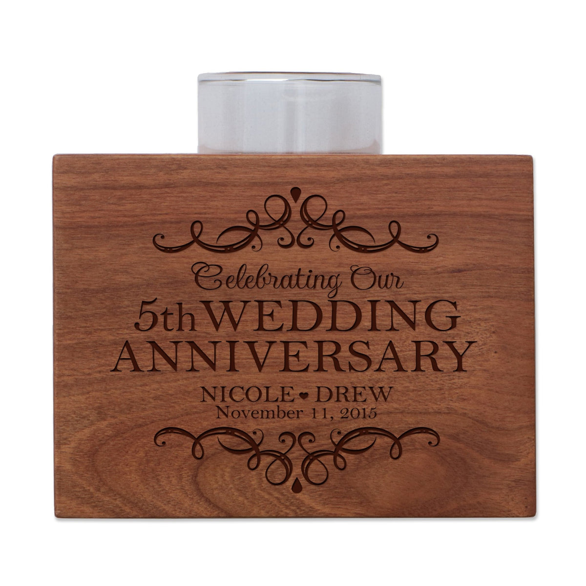 Personalized 5th Anniversary Candle Holder - Celebrating - LifeSong Milestones