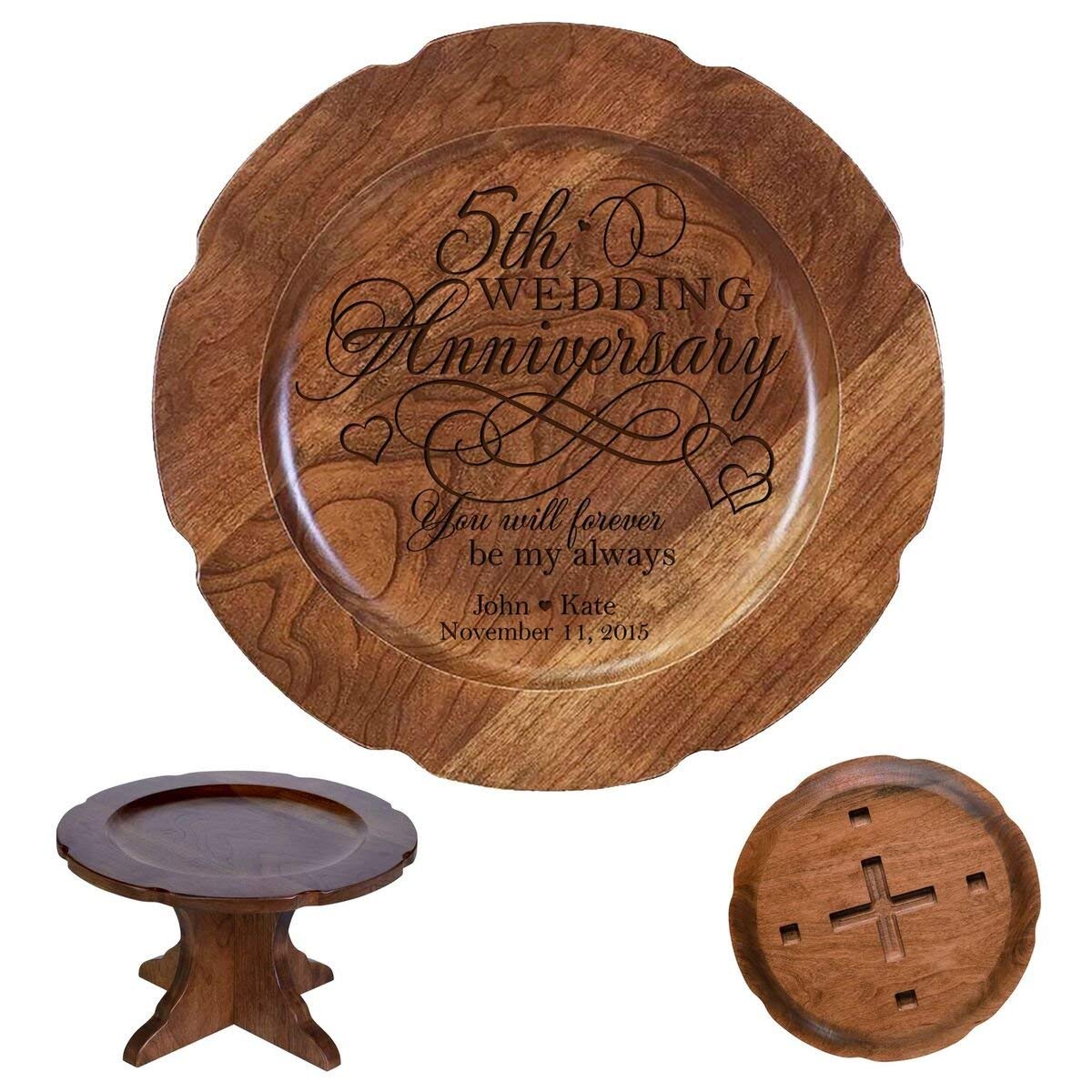 Personalized 5th Wedding Anniversary Cherry 10" Plate - LifeSong Milestones