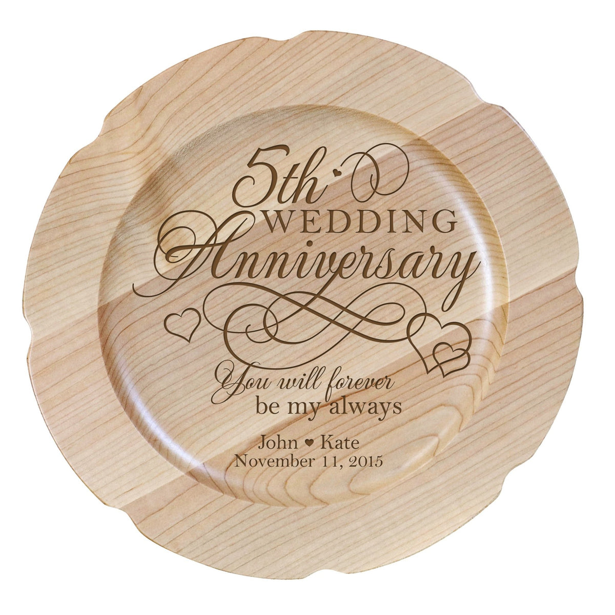 Personalized 5th Wedding Anniversary Decorative Plate - Celebrating - LifeSong Milestones