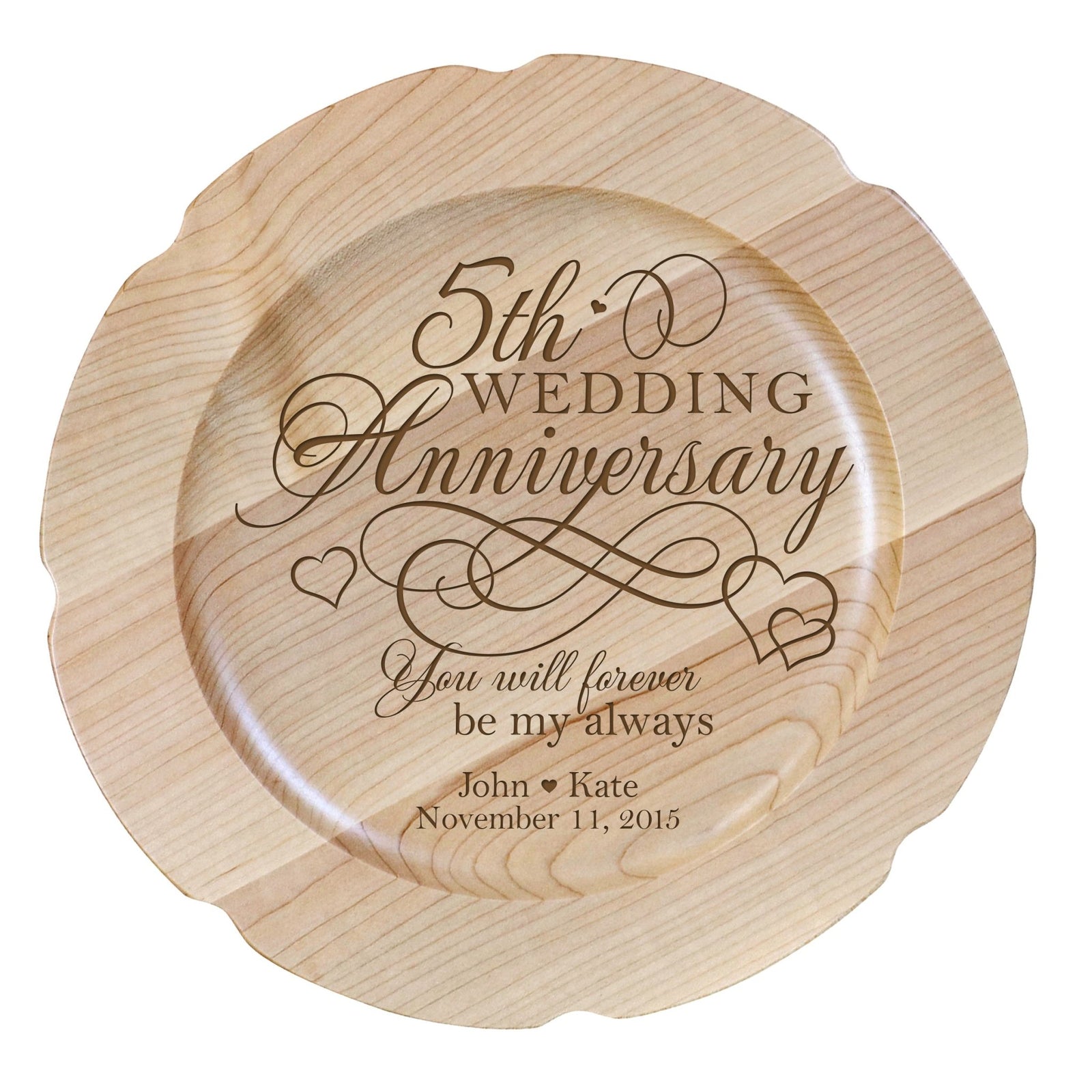 Personalized 5th Wedding Anniversary Decorative Plate - Celebrating - LifeSong Milestones