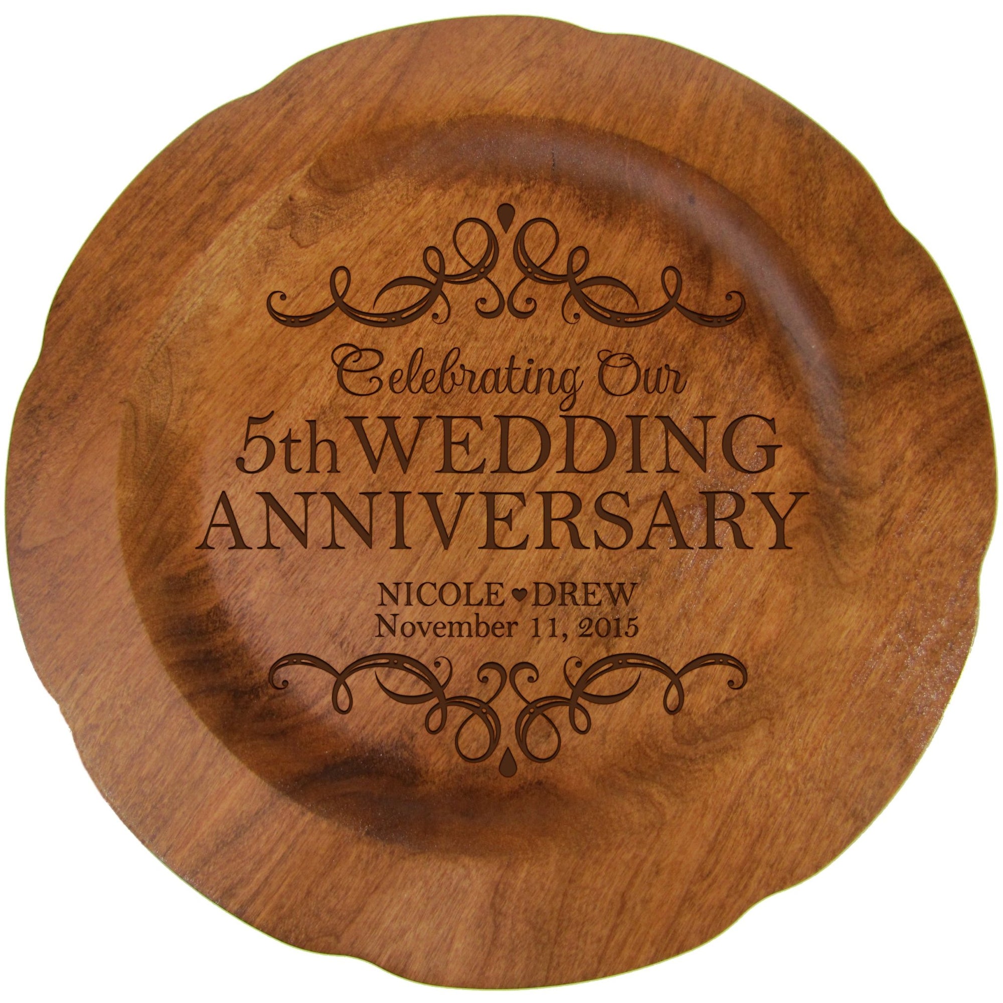 Personalized 5th Wedding Anniversary Decorative Plate - Celebrating - LifeSong Milestones