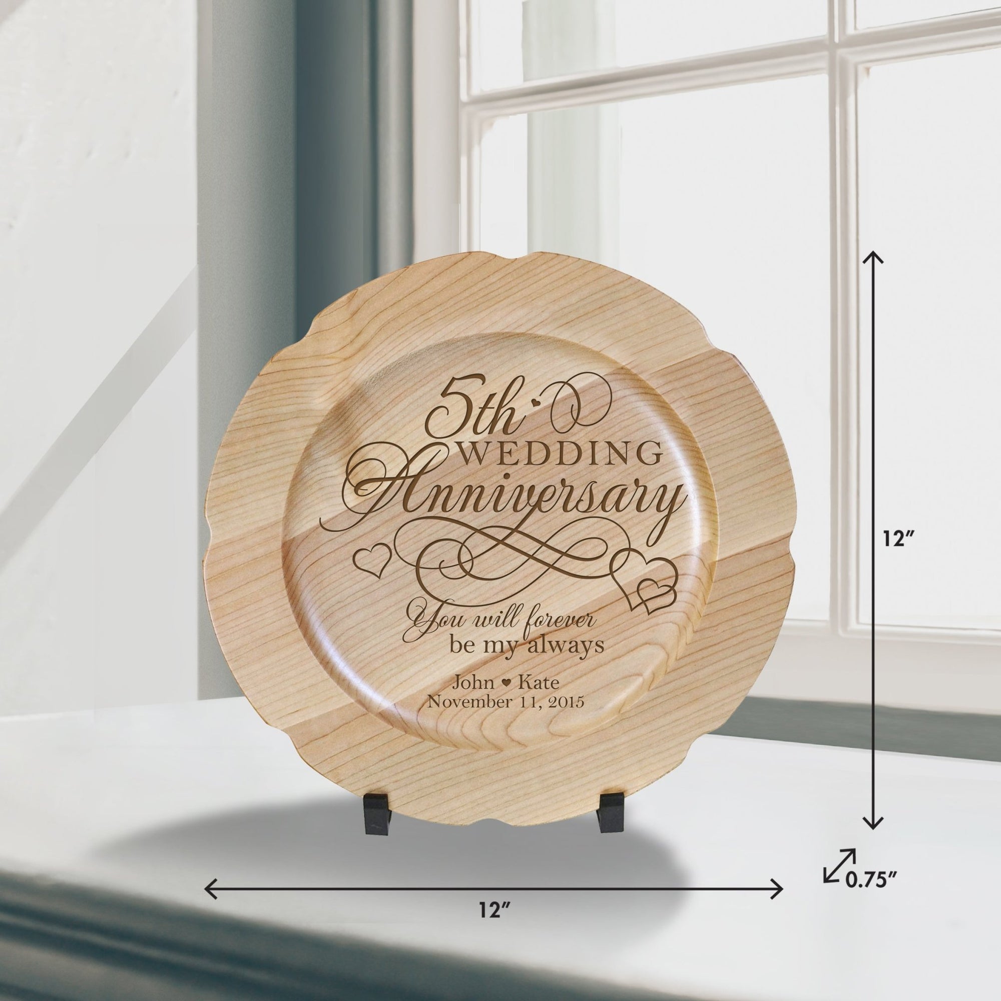 Personalized 5th Wedding Anniversary Decorative Plate - Celebrating - LifeSong Milestones