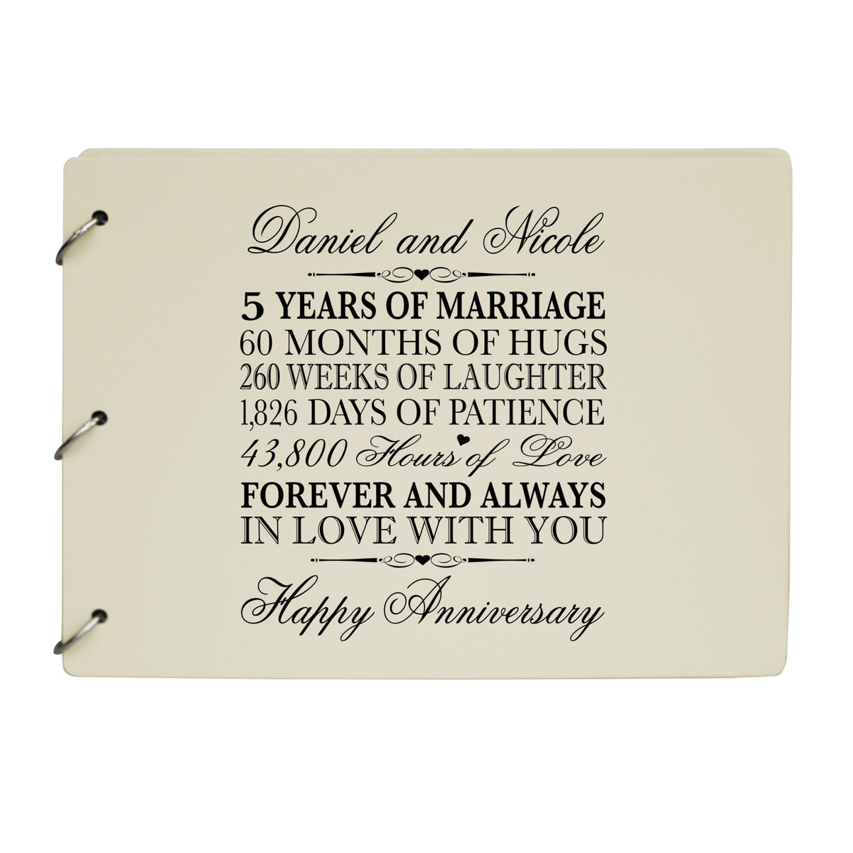 Personalized 5th Wedding Anniversary Guestbook - LifeSong Milestones