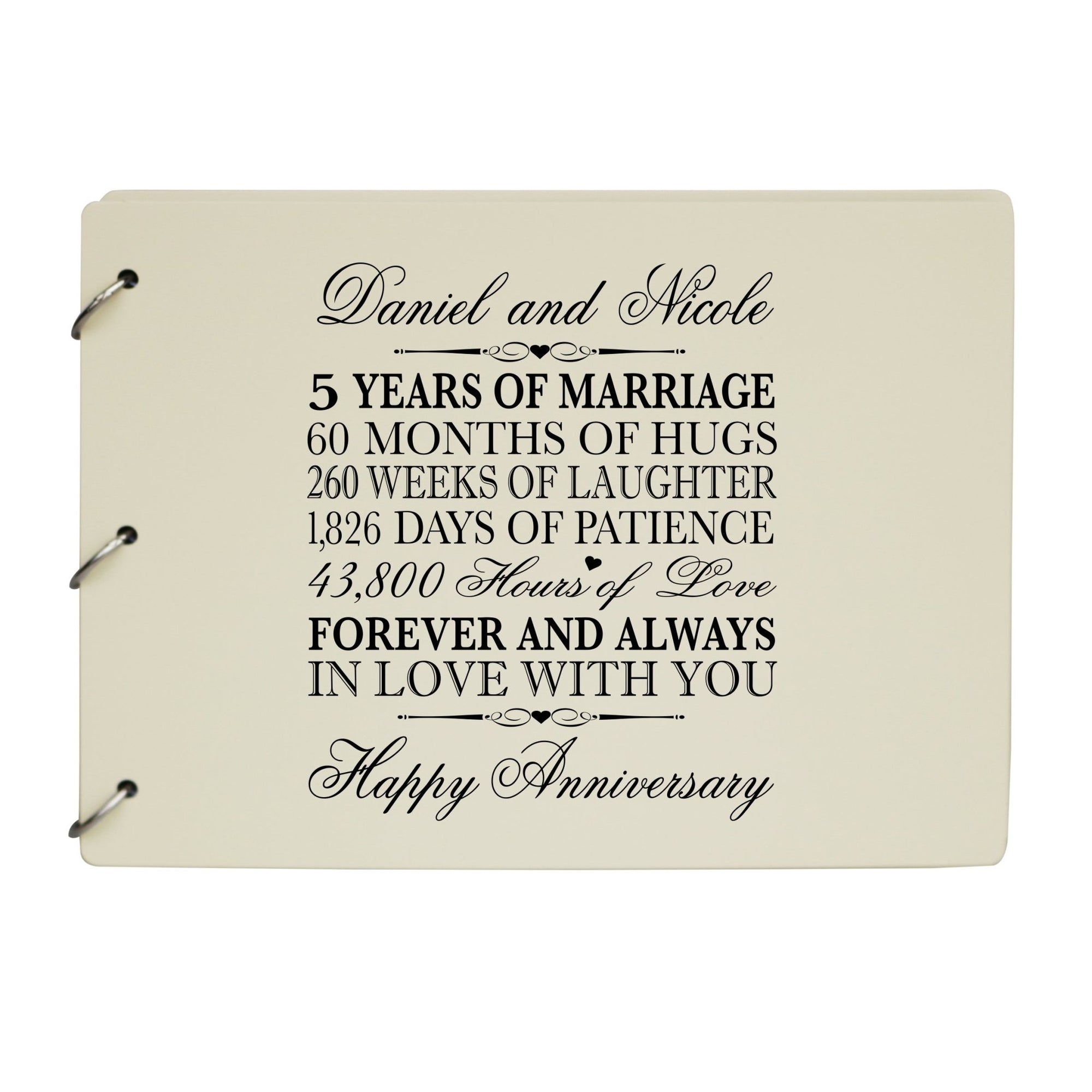 Personalized 5th Wedding Anniversary Guestbook - LifeSong Milestones