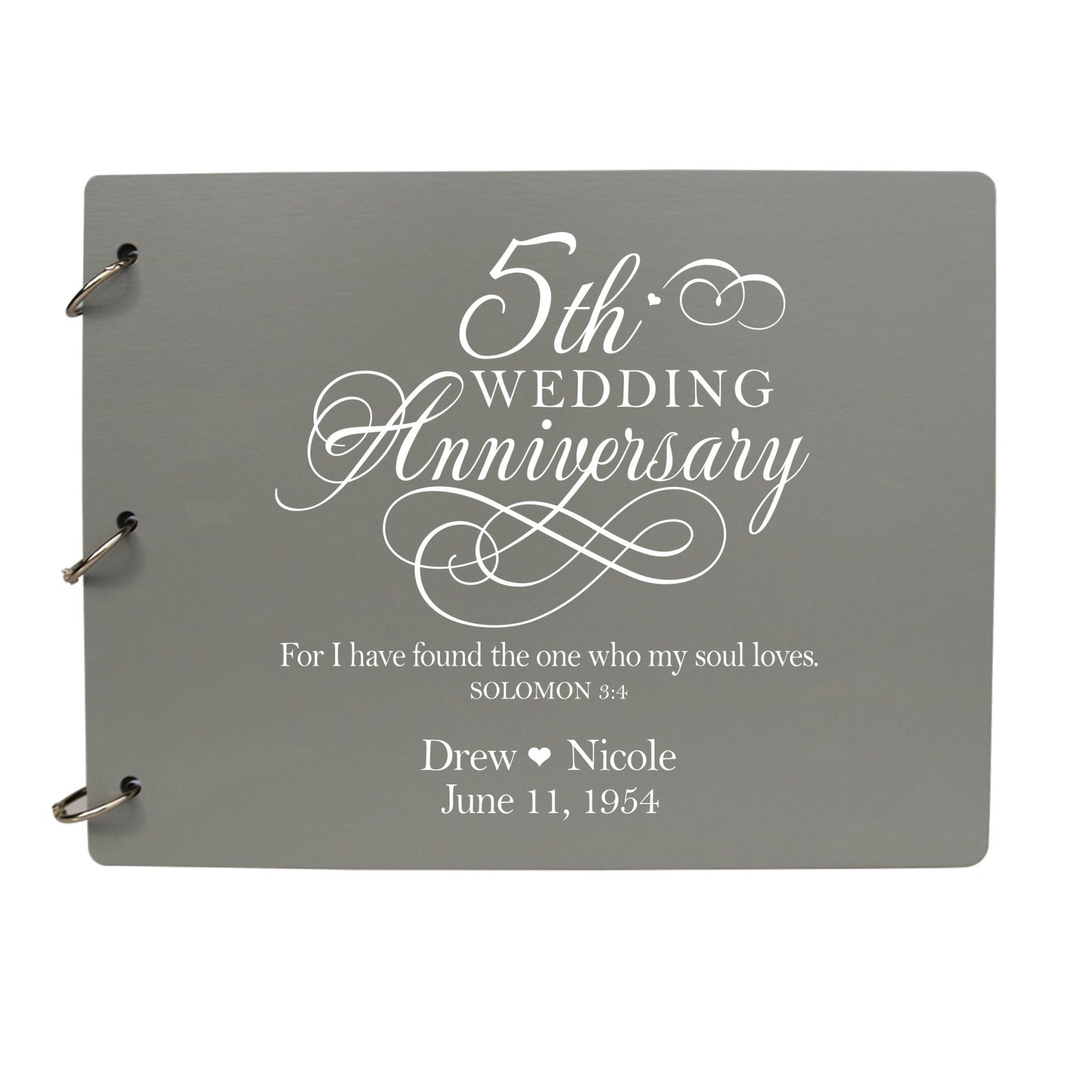 Personalized 5th Wedding Anniversary Guestbook - LifeSong Milestones