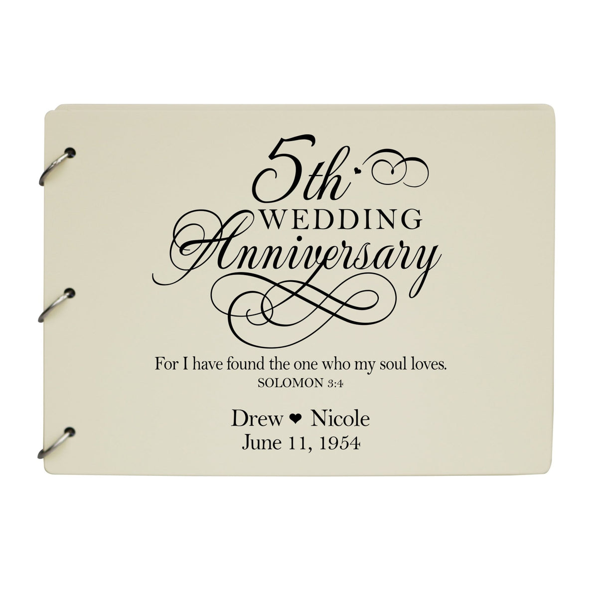 Personalized 5th Wedding Anniversary Guestbook - LifeSong Milestones