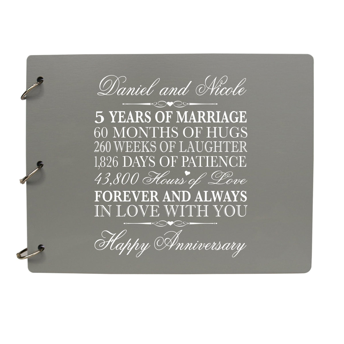 Personalized 5th Wedding Anniversary Guestbook - LifeSong Milestones