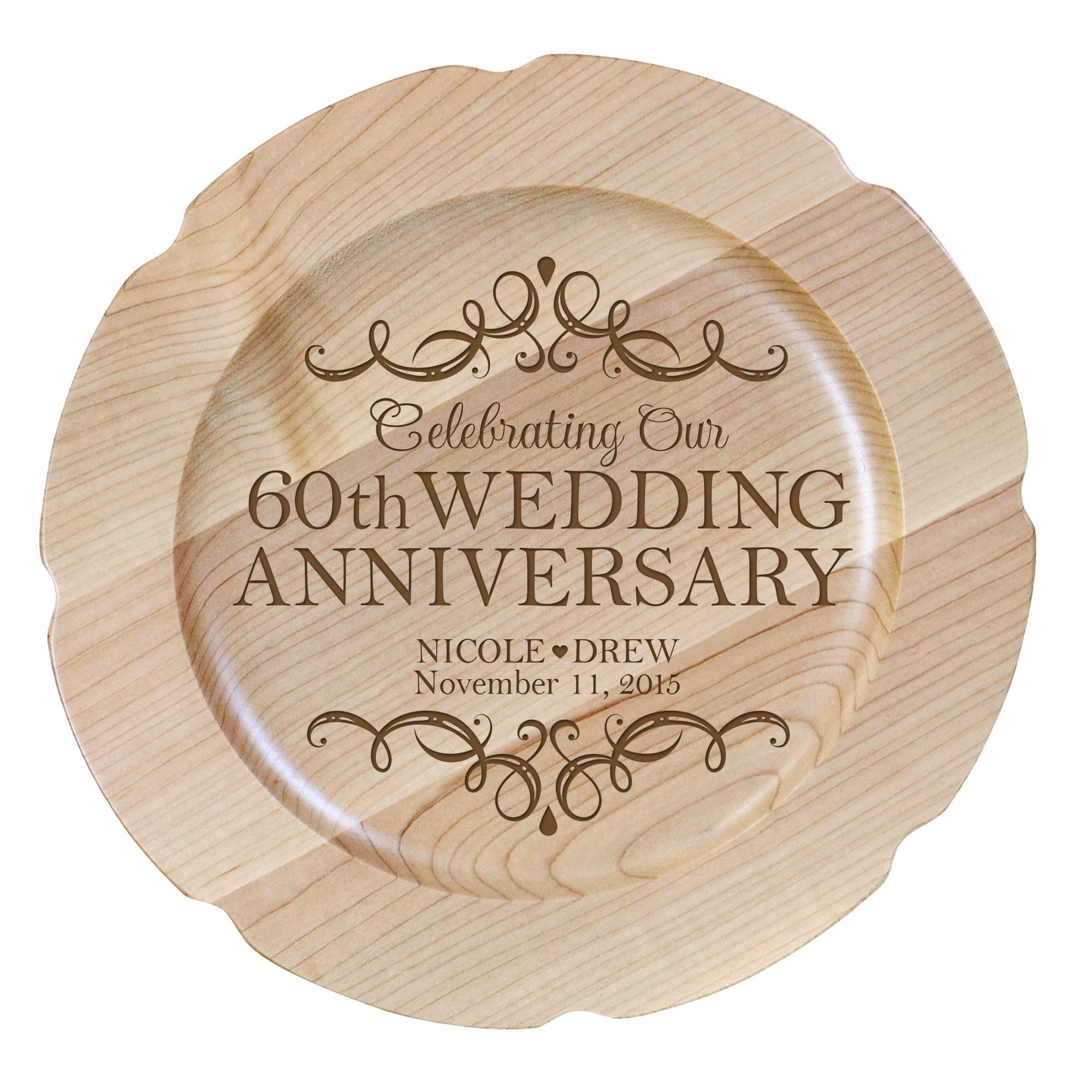 Personalized 60th Wedding Anniversary Decorative Plate - Celebrating - LifeSong Milestones