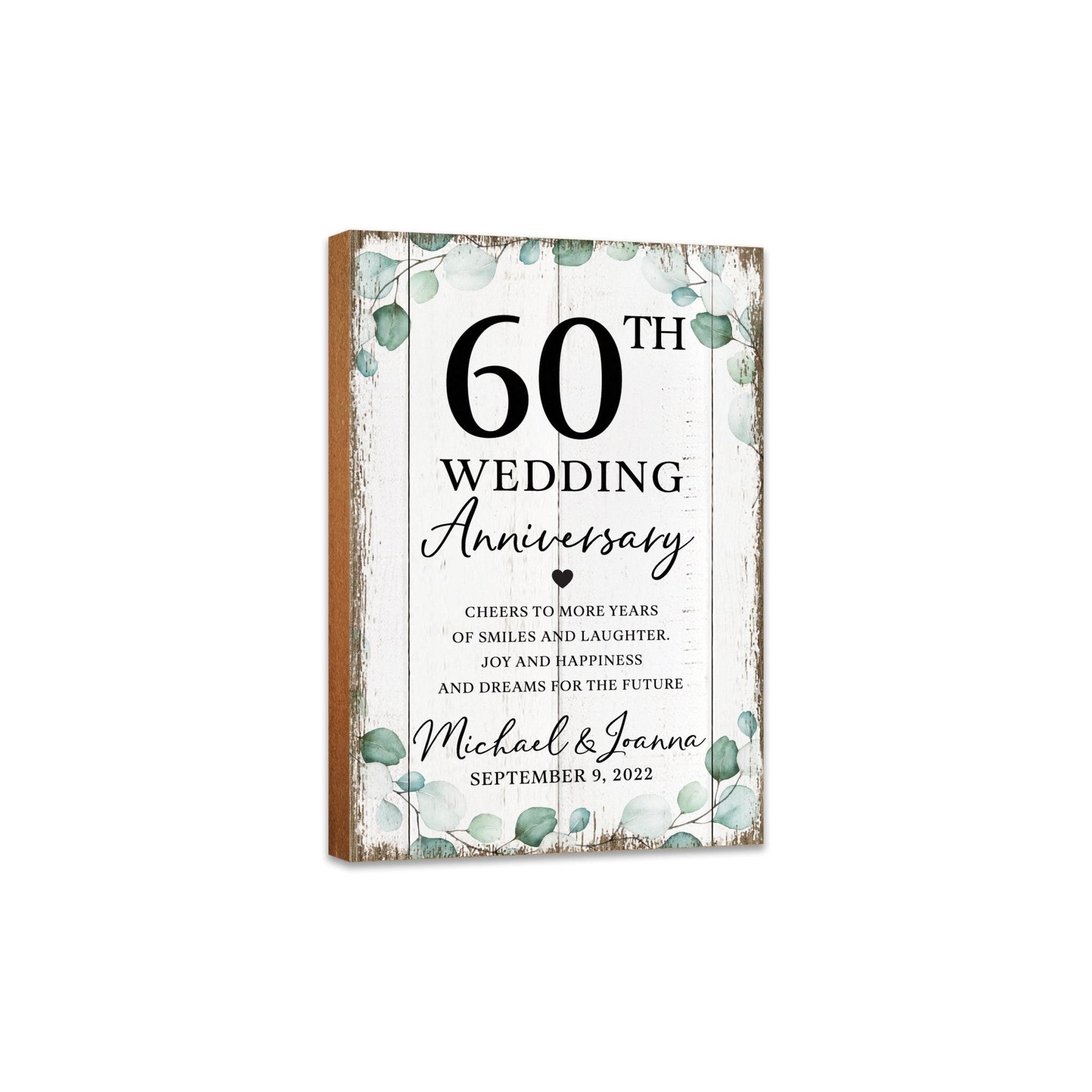 Personalized 60th Wedding Anniversary Unique Shelf Décor and Tabletop Signs - Cheers To More Years - LifeSong Milestones