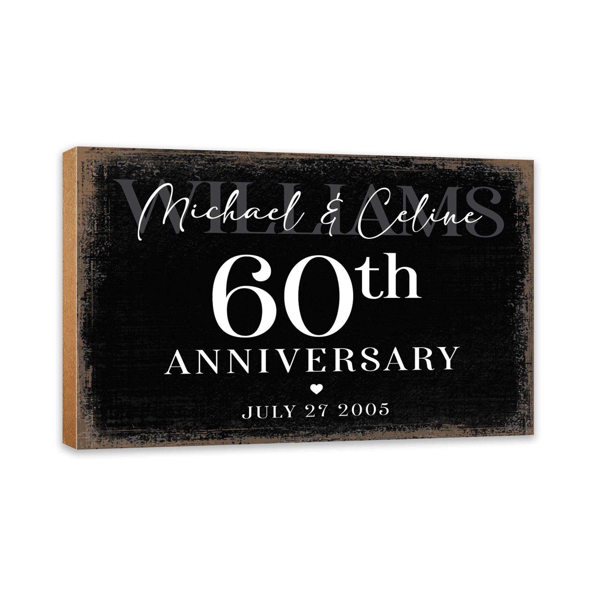 Personalized 60th Wedding Anniversary Wooden Shelf Décor and Tabletop Signs Gifts for Couples - LifeSong Milestones