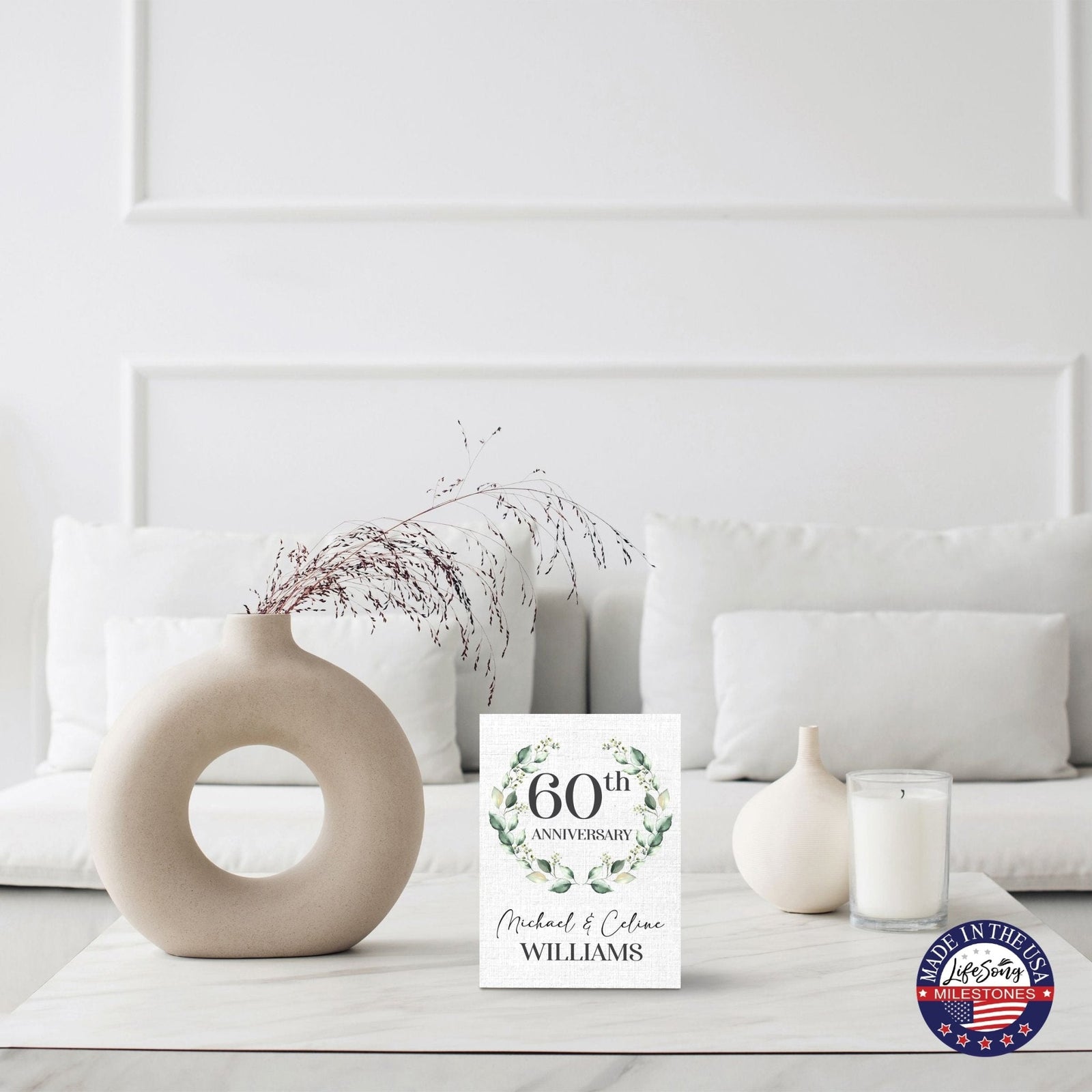 Personalized 60th Wedding Anniversary Wooden Shelf Décor and Tabletop Signs Gifts for Couples - LifeSong Milestones