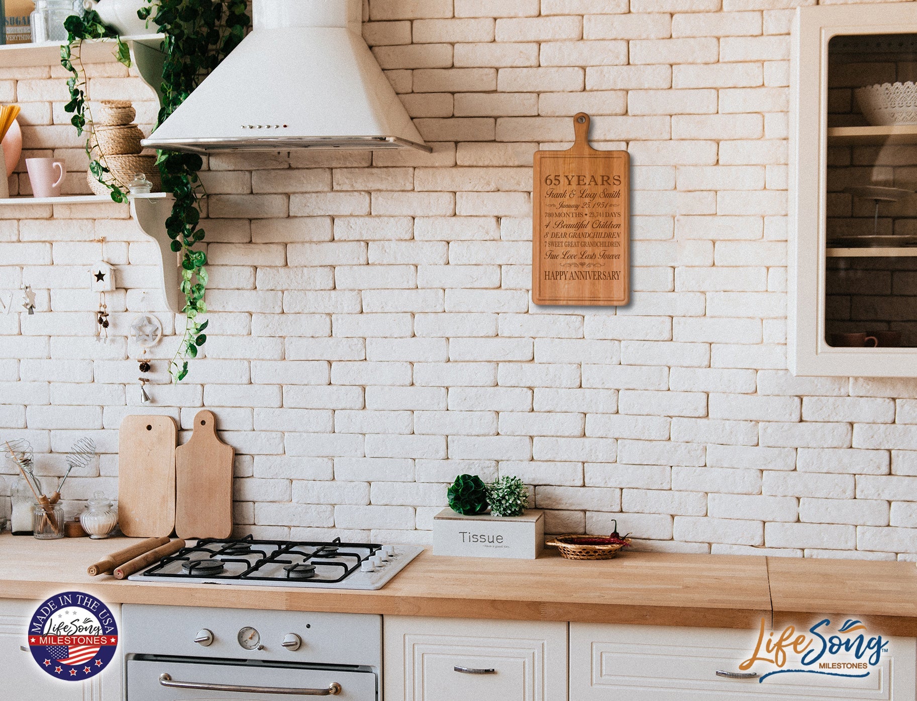 Personalized 65th Anniversary Cutting Board - LifeSong Milestones