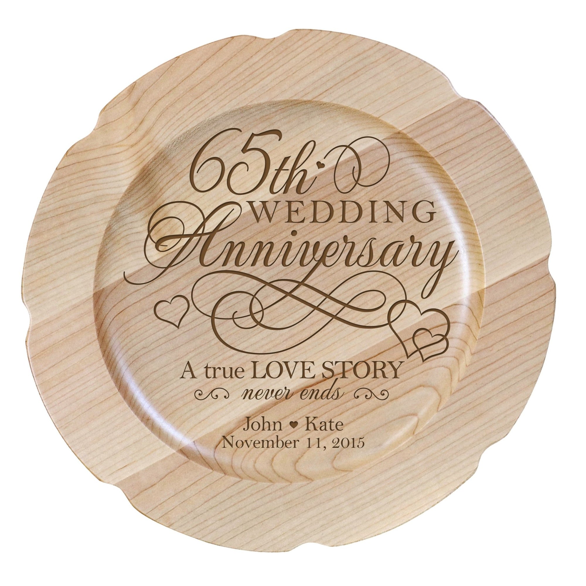 Personalized 65th Wedding Anniversary Decorative Plate - Celebrating - LifeSong Milestones