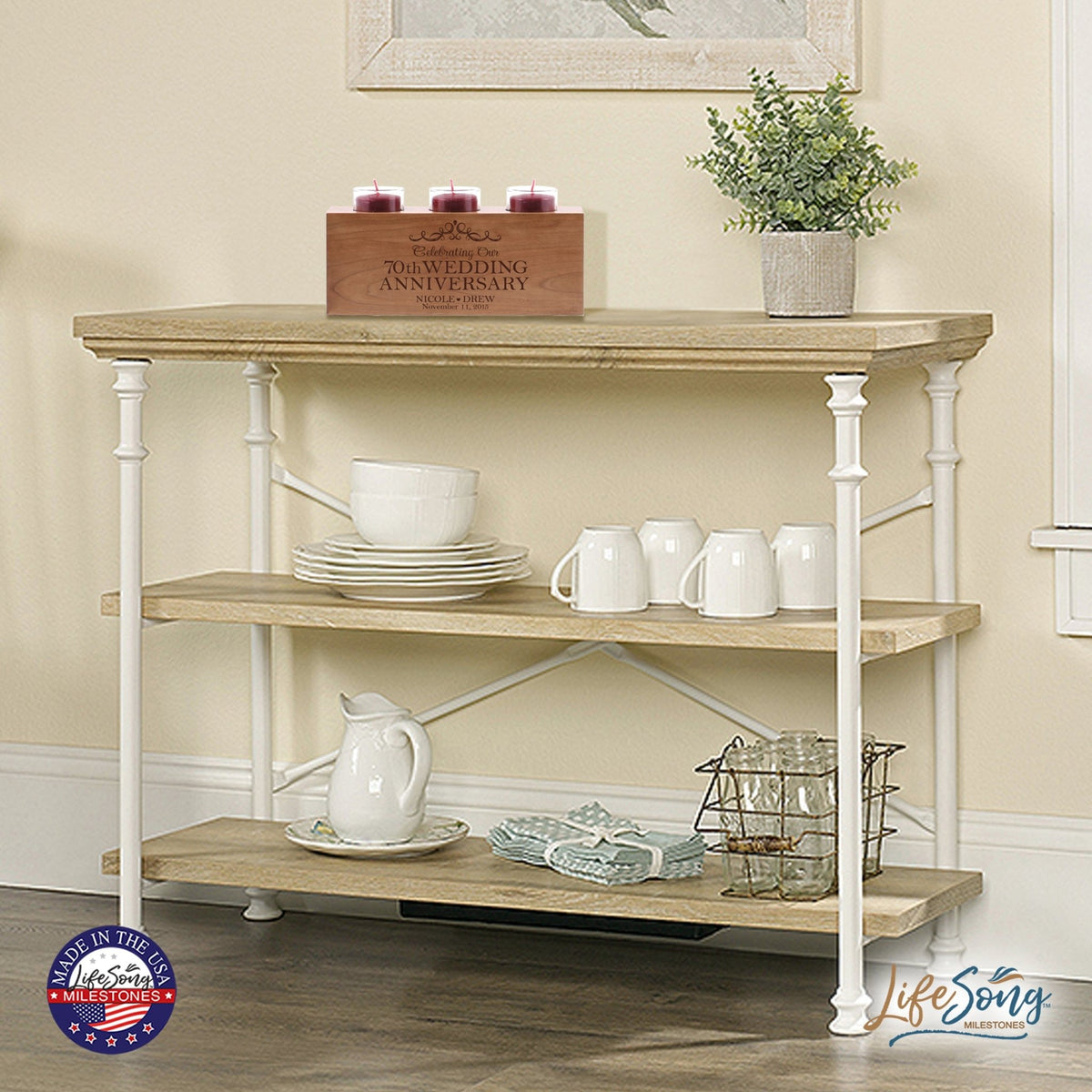 Personalized 70th Anniversary Candle Holder - Celebrating - LifeSong Milestones